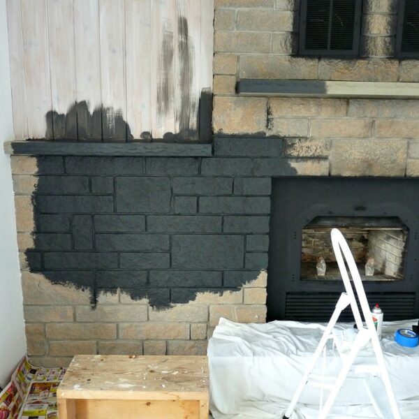 HOW TO PAINT STONE FIREPLACE