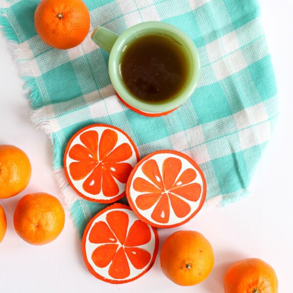 DIY ORANGE SLICE COASTERS