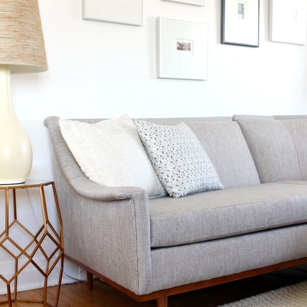 MID-CENTURY MODERN SECTIONAL SOFA BEFORE AND AFTER