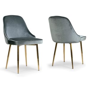 GREY VELVET MCM DINING CHAIRS