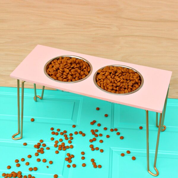 DIY PINK DOG BOWL STAND