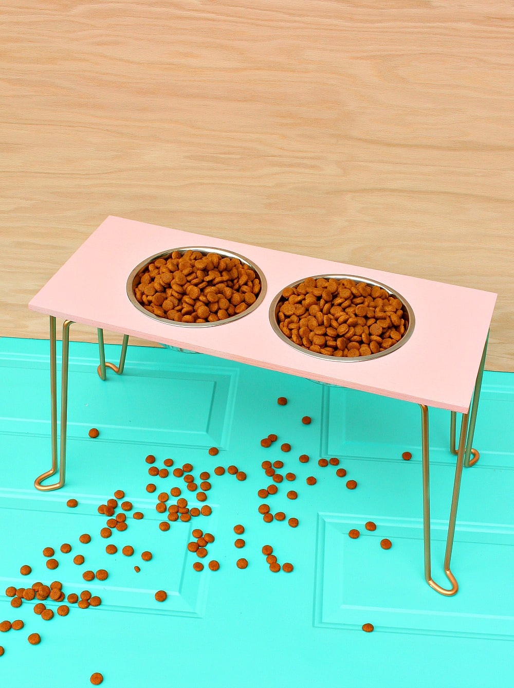 DIY PINK DOG BOWL STAND