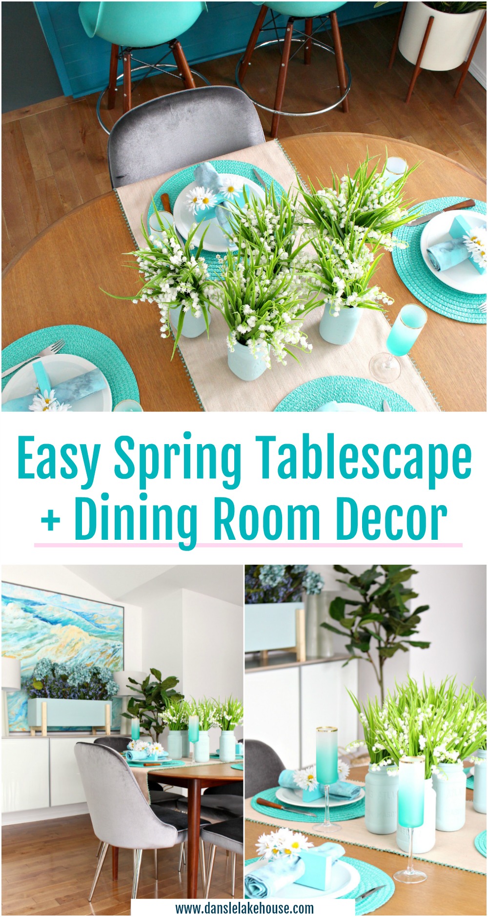 Easy Spring Tablescape and Dining Room Decor. DIY Spring Home Decor Ideas. #springdecor #diyspring #homedecor