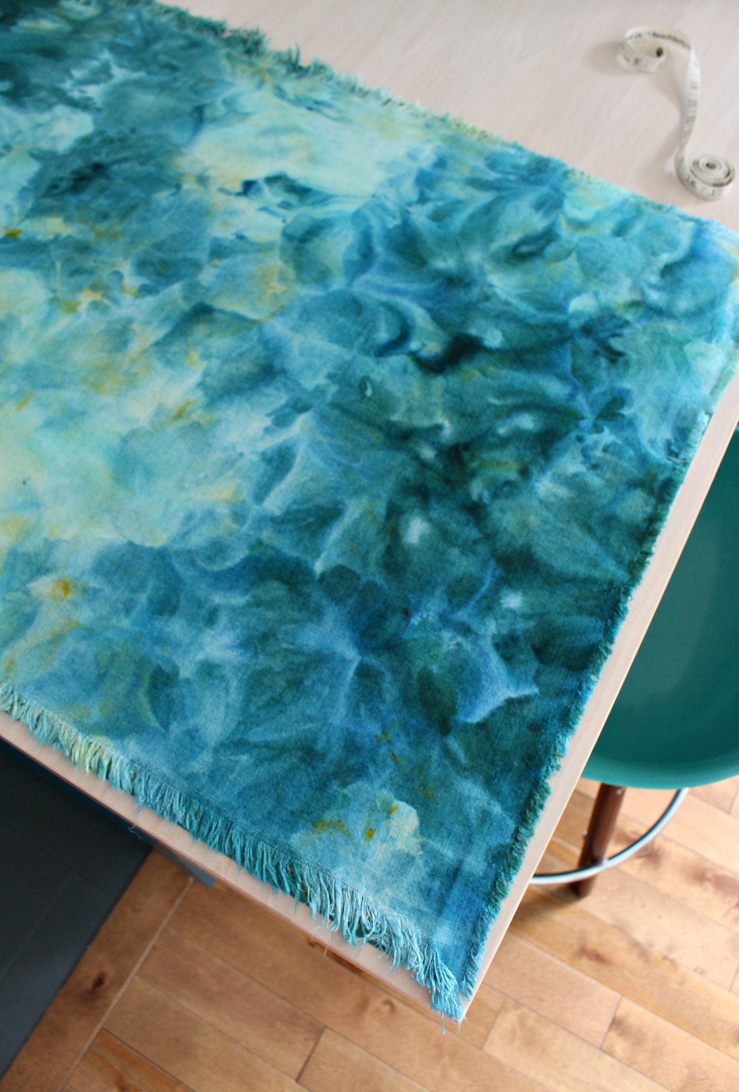 DIY Ice Dyed Fabric in Teal