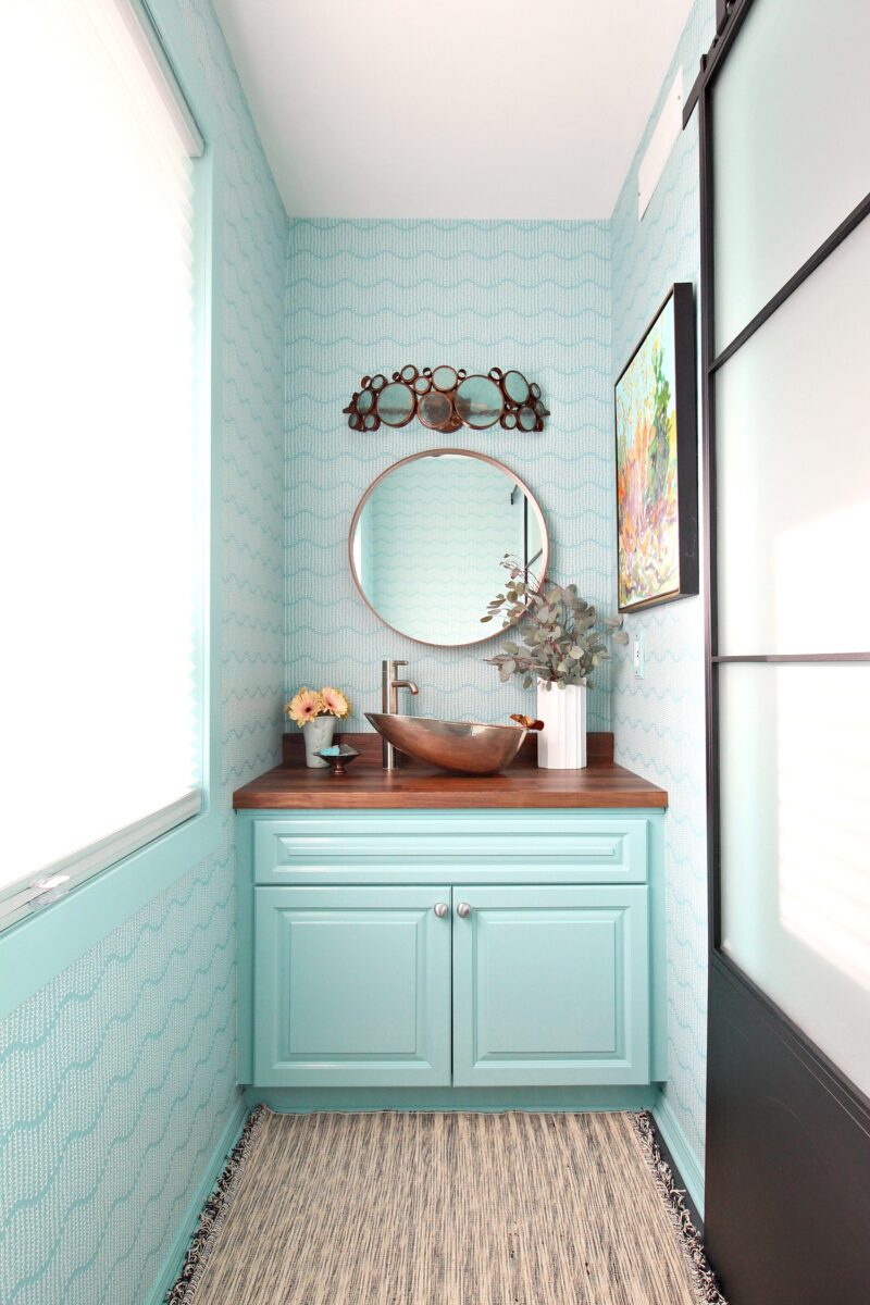Turquoise and Copper Powder Room Makeover REVEAL - ORC Week Six