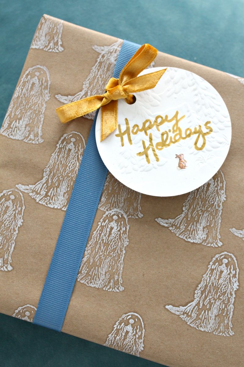 Zero Waste Gift Wrapping Idea: Komondor Stamped Wrapping Paper