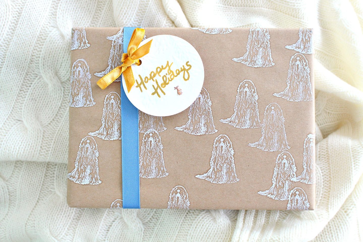 Zero Waste Gift Wrapping Idea: Komondor Stamped Wrapping Paper