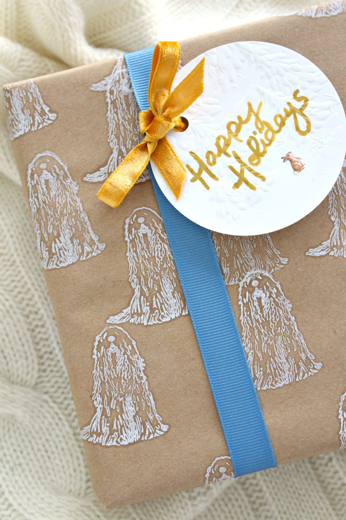 diy stamped wrapping paper