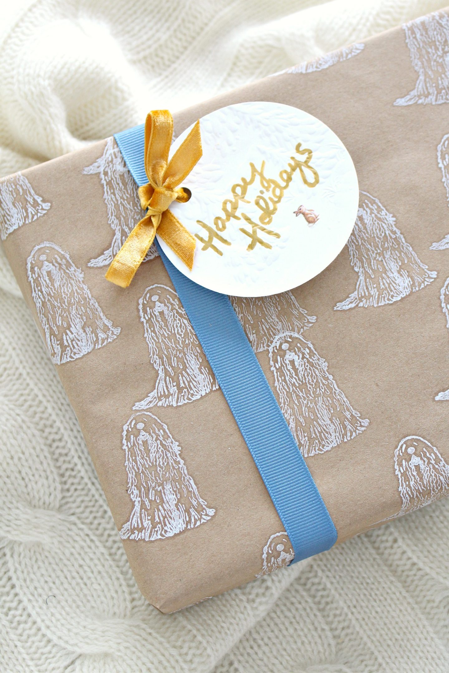 Zero Waste Gift Wrapping Idea: Komondor Stamped Wrapping Paper