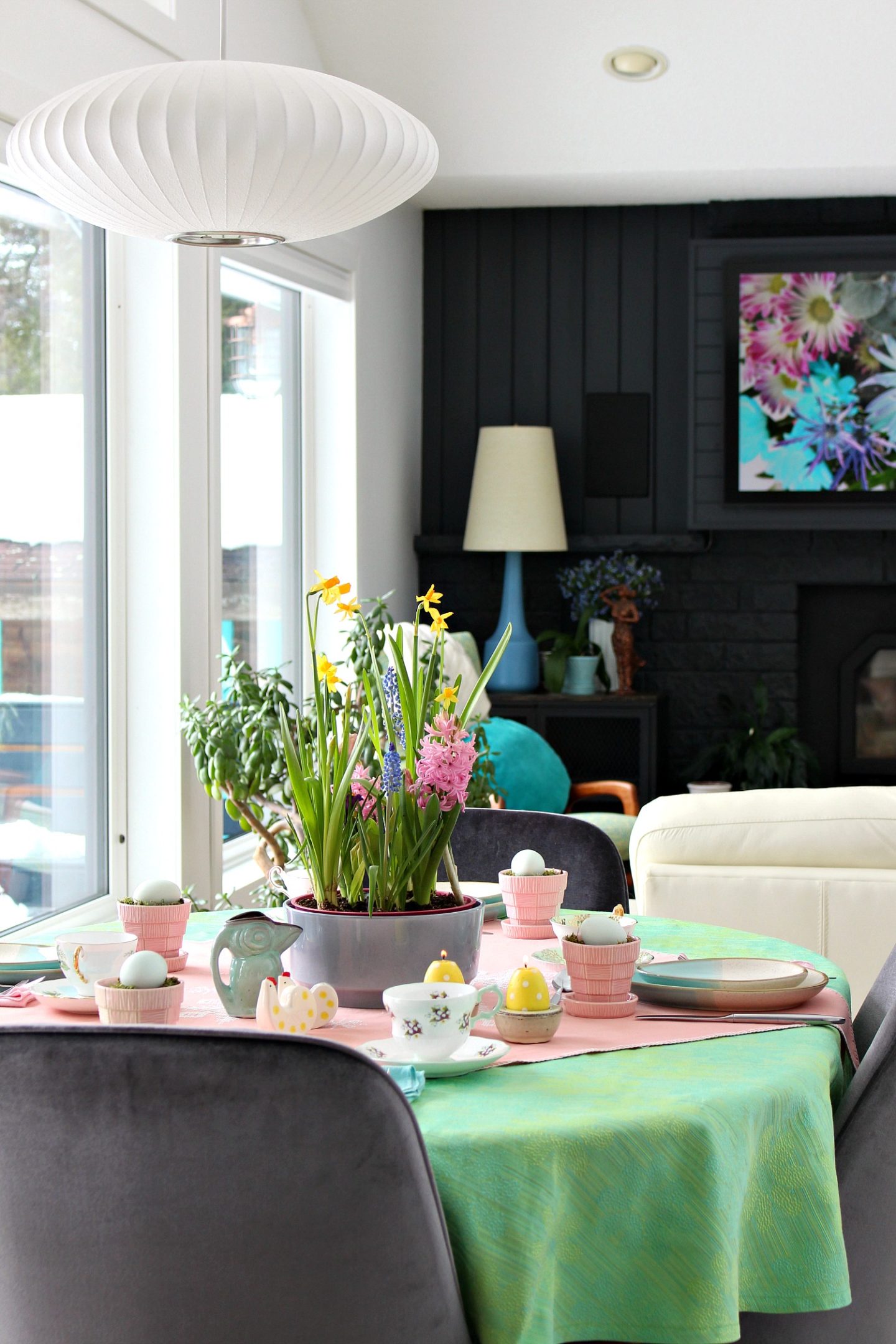 eclectic spring tablescape