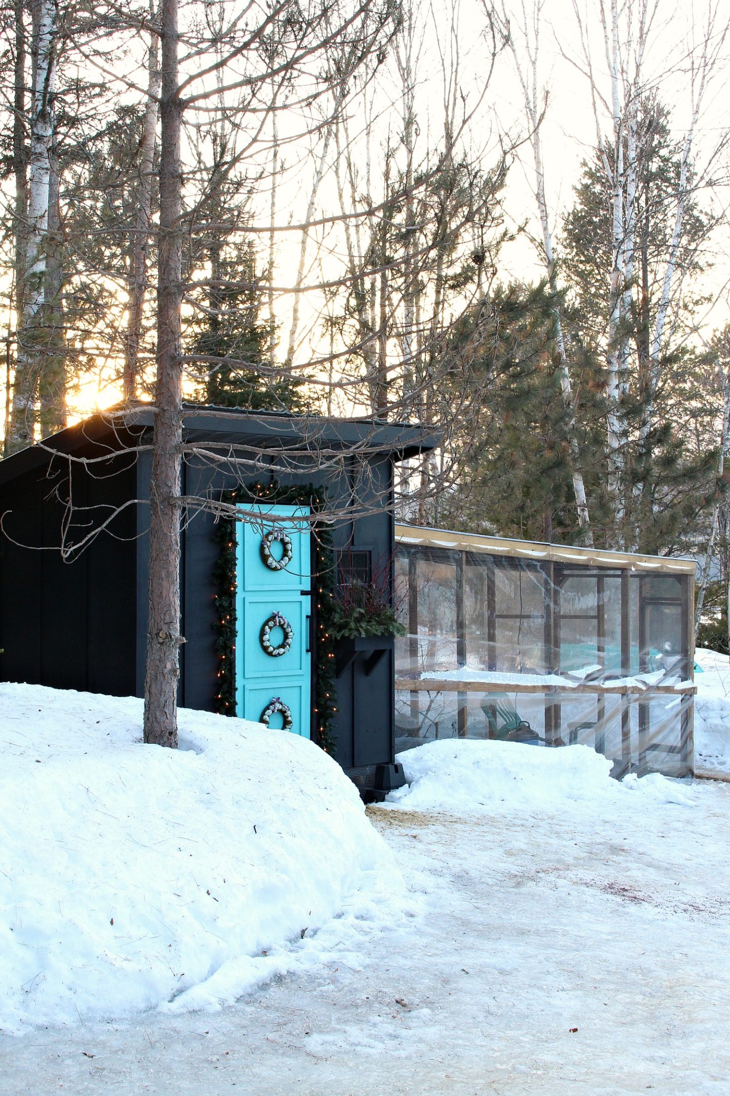 Chicken Coop with Egg Wreath