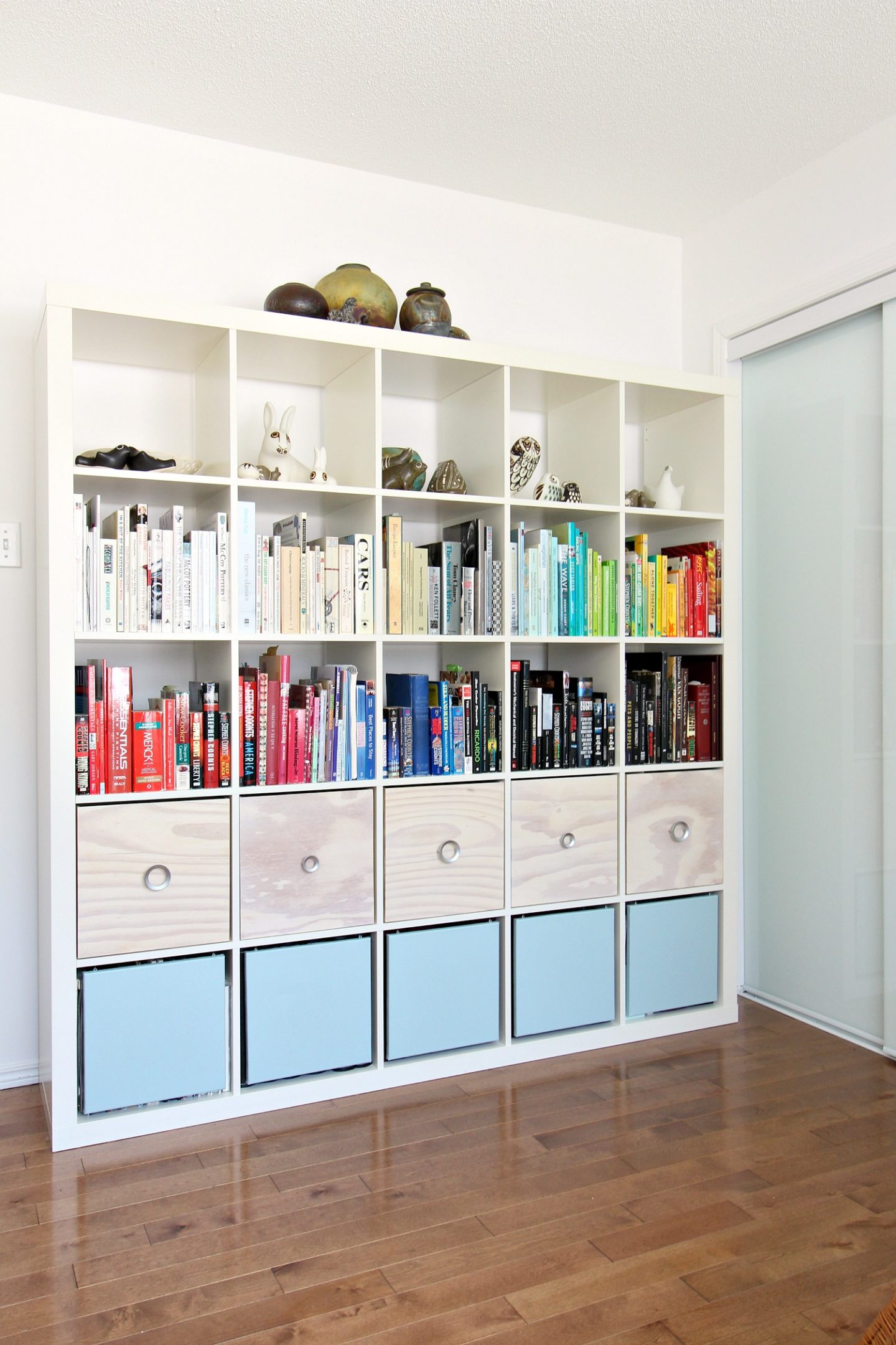 Stled IKEA Expedit Hack with DIY Magazine Holders and Doors