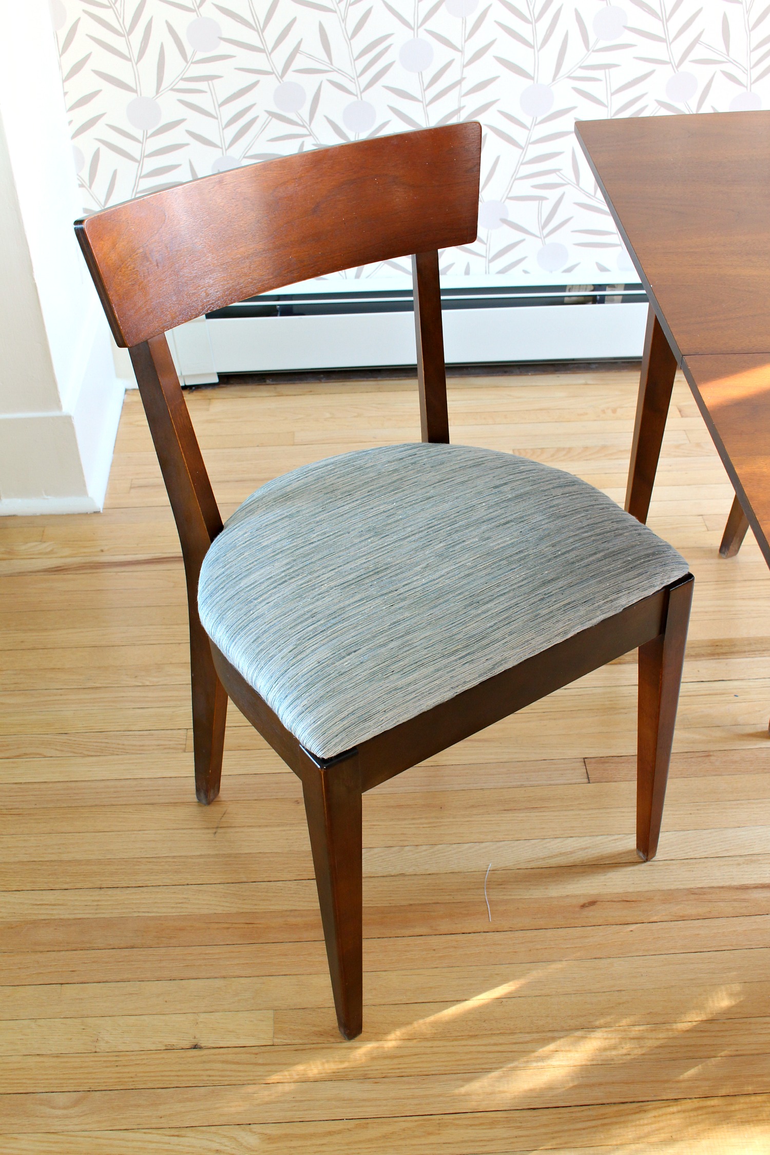 DIY dining chair upholstery textured fabric AFTER