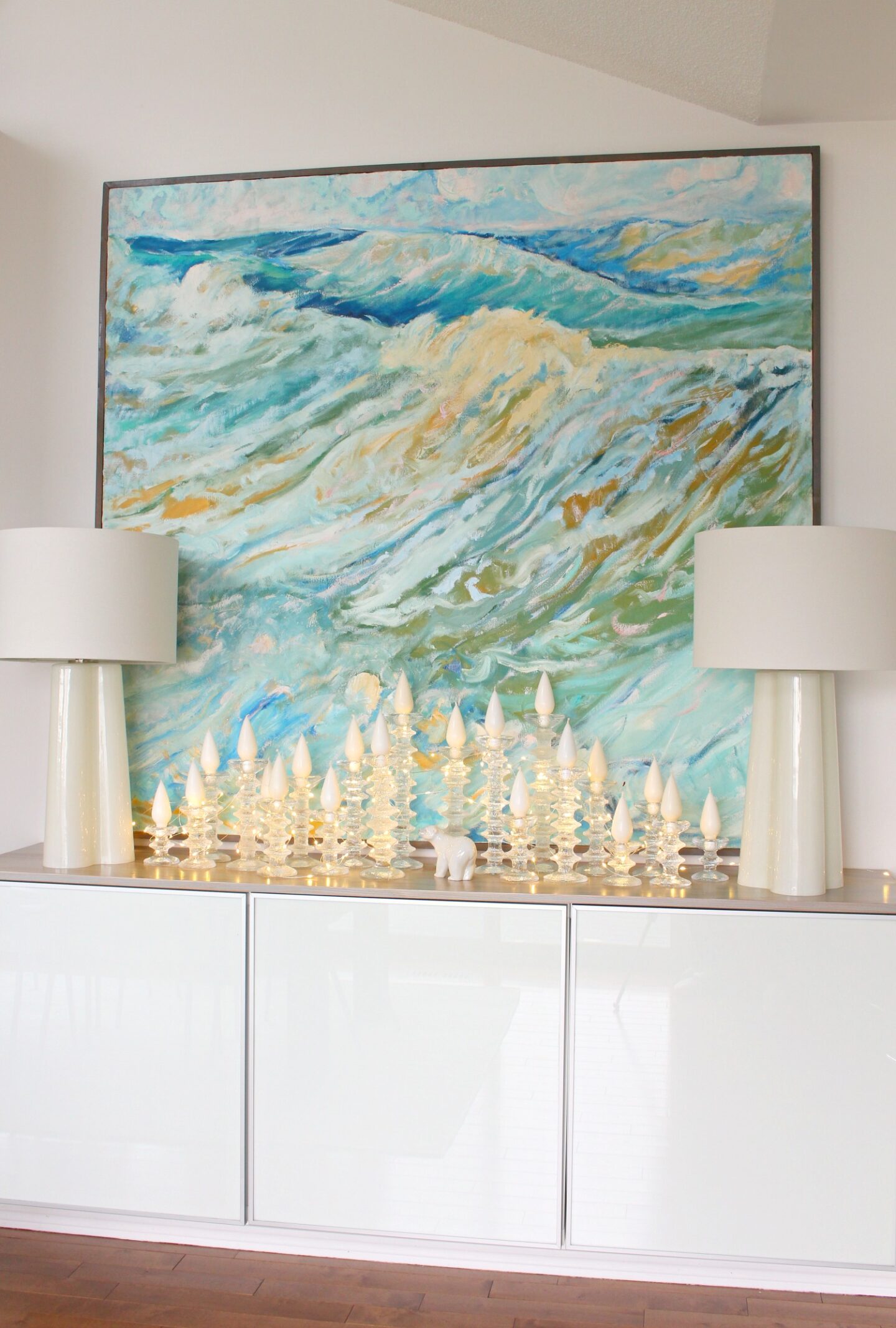 Credenza with Iittala Festivo Candle Holders