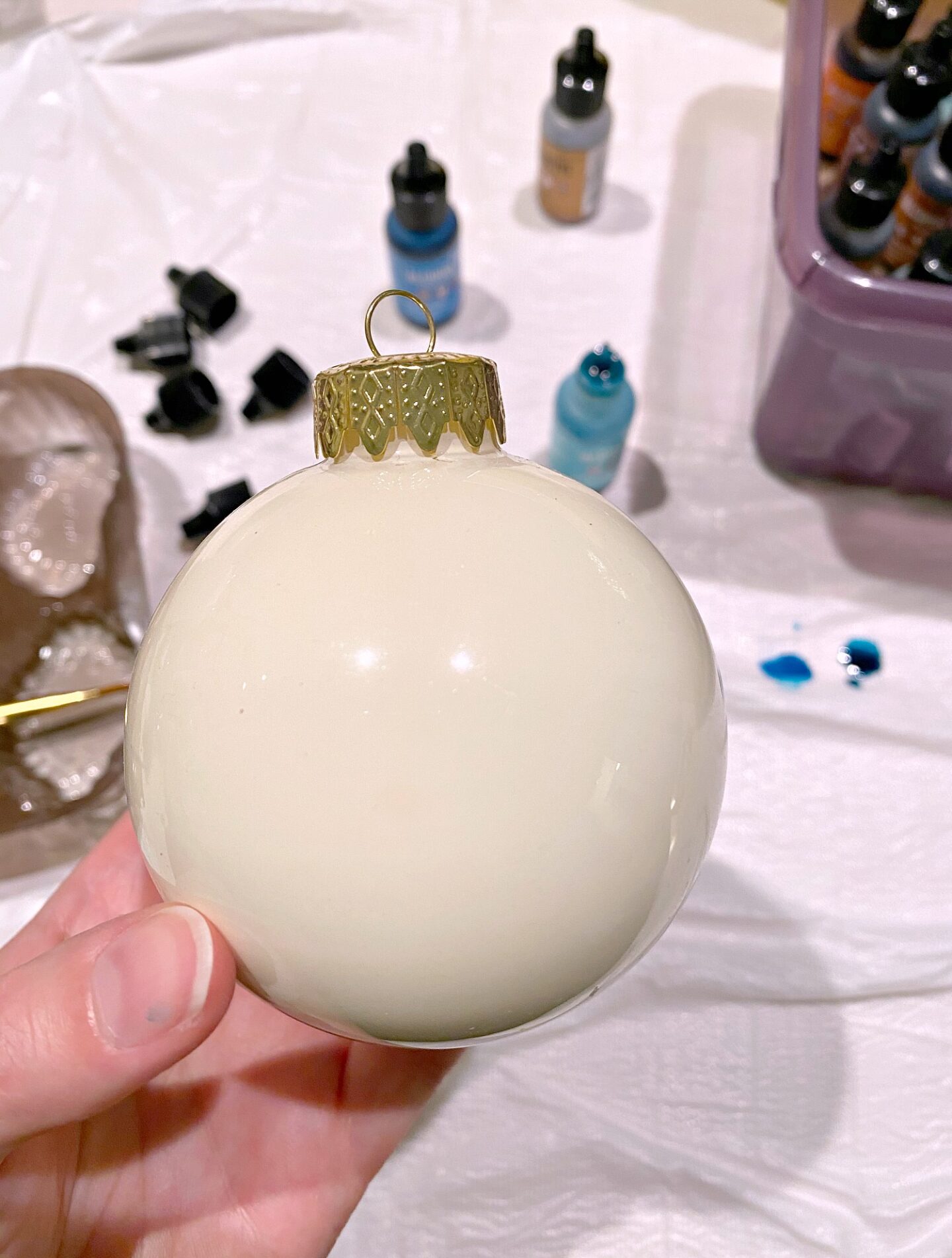 White Glass Ornament Upcycle