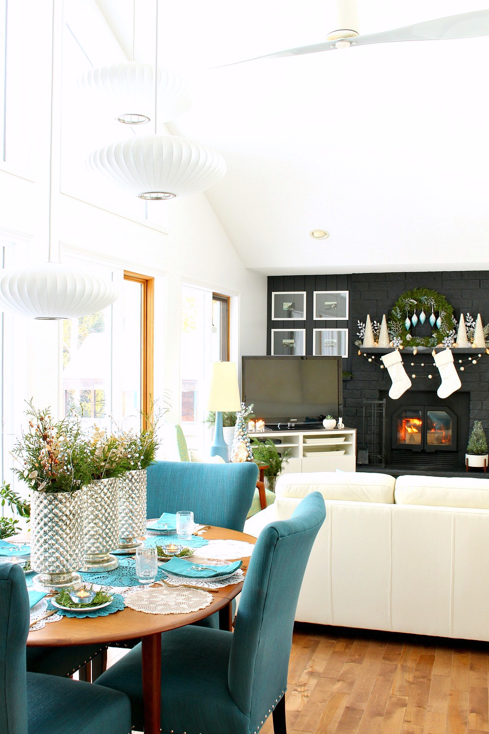Blue and White Wintry Decor
