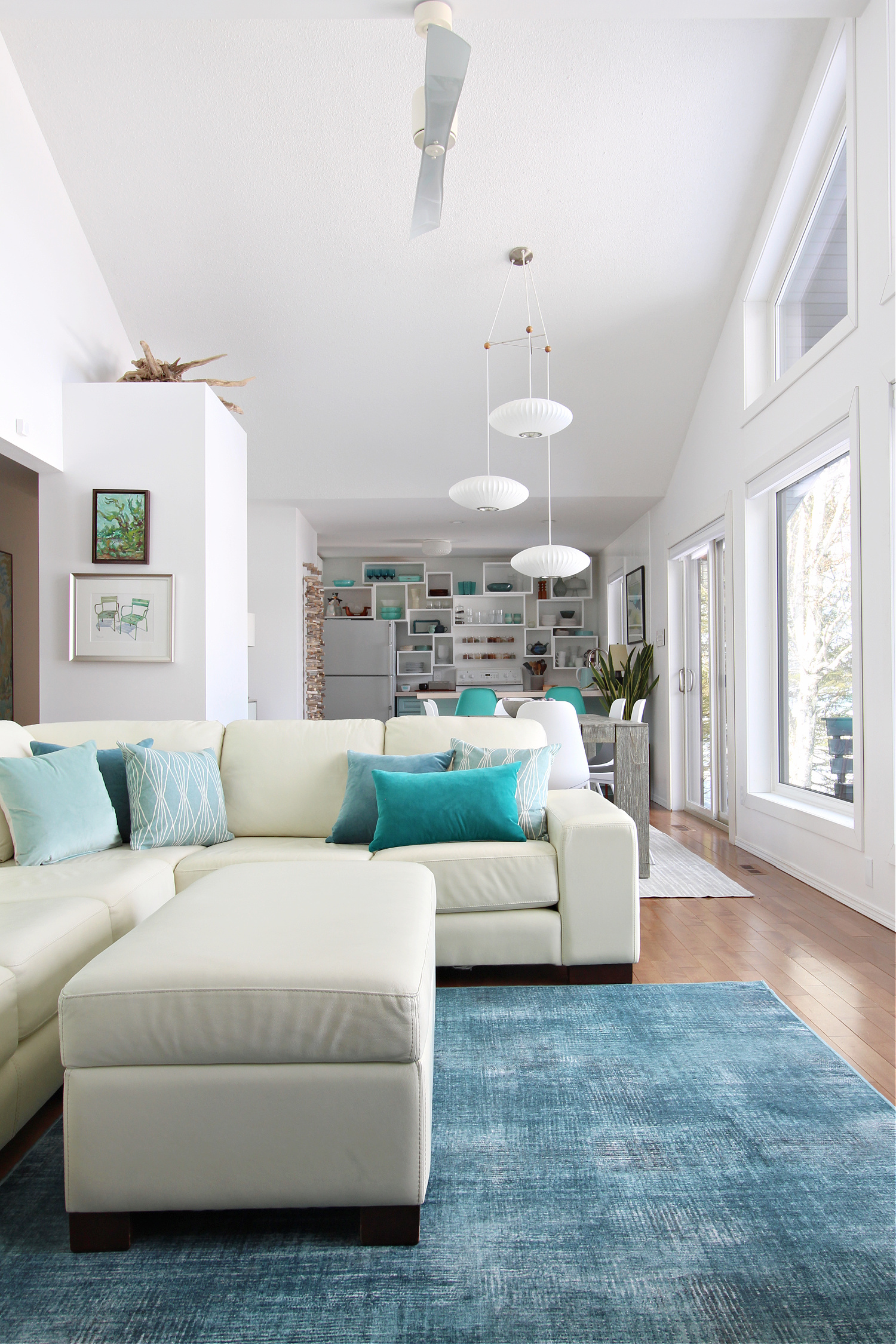 Coastal Open Concept Living and Dining Space