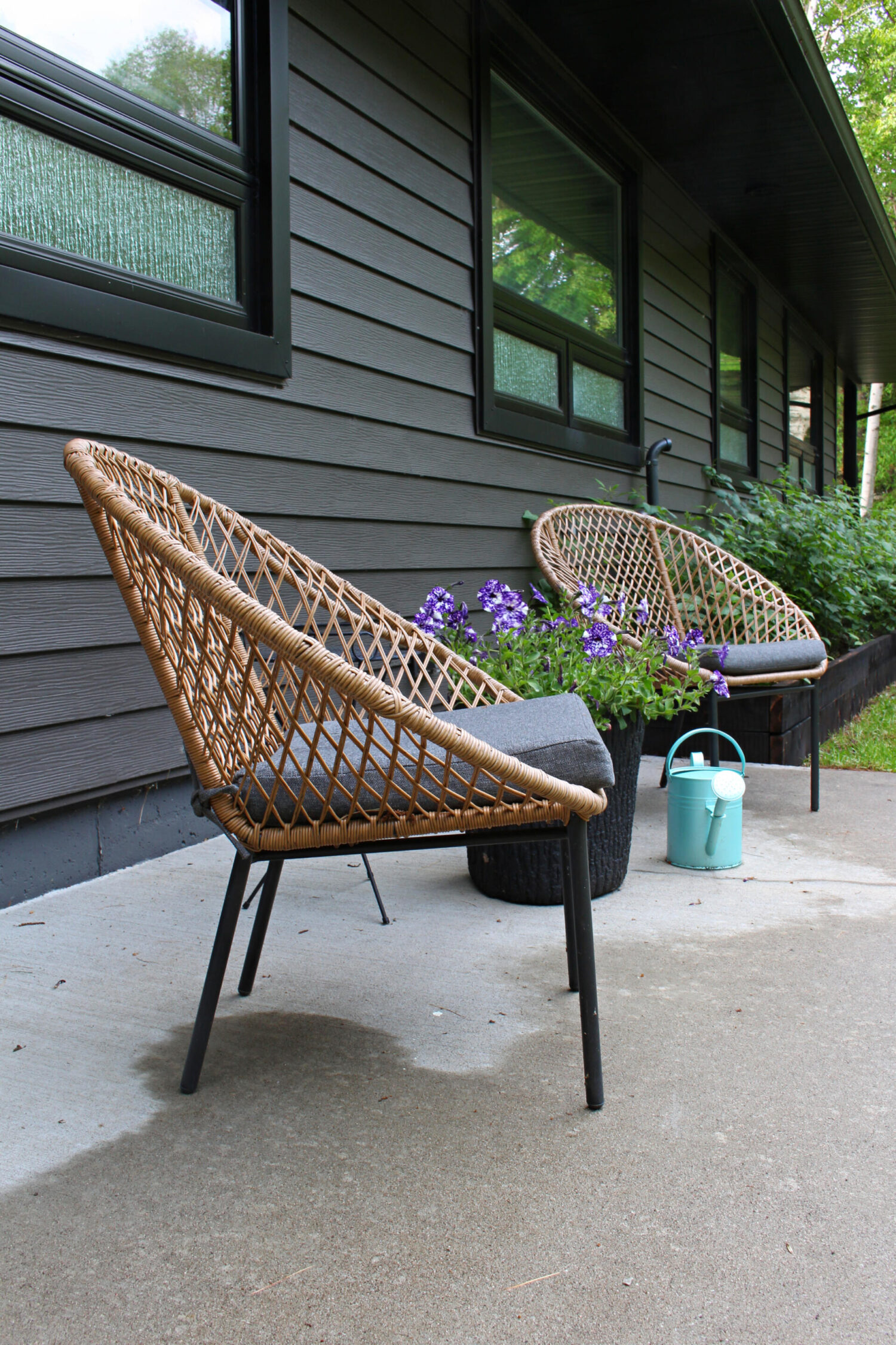 Faux Rattan Mid Century Style Outdoor Chairs