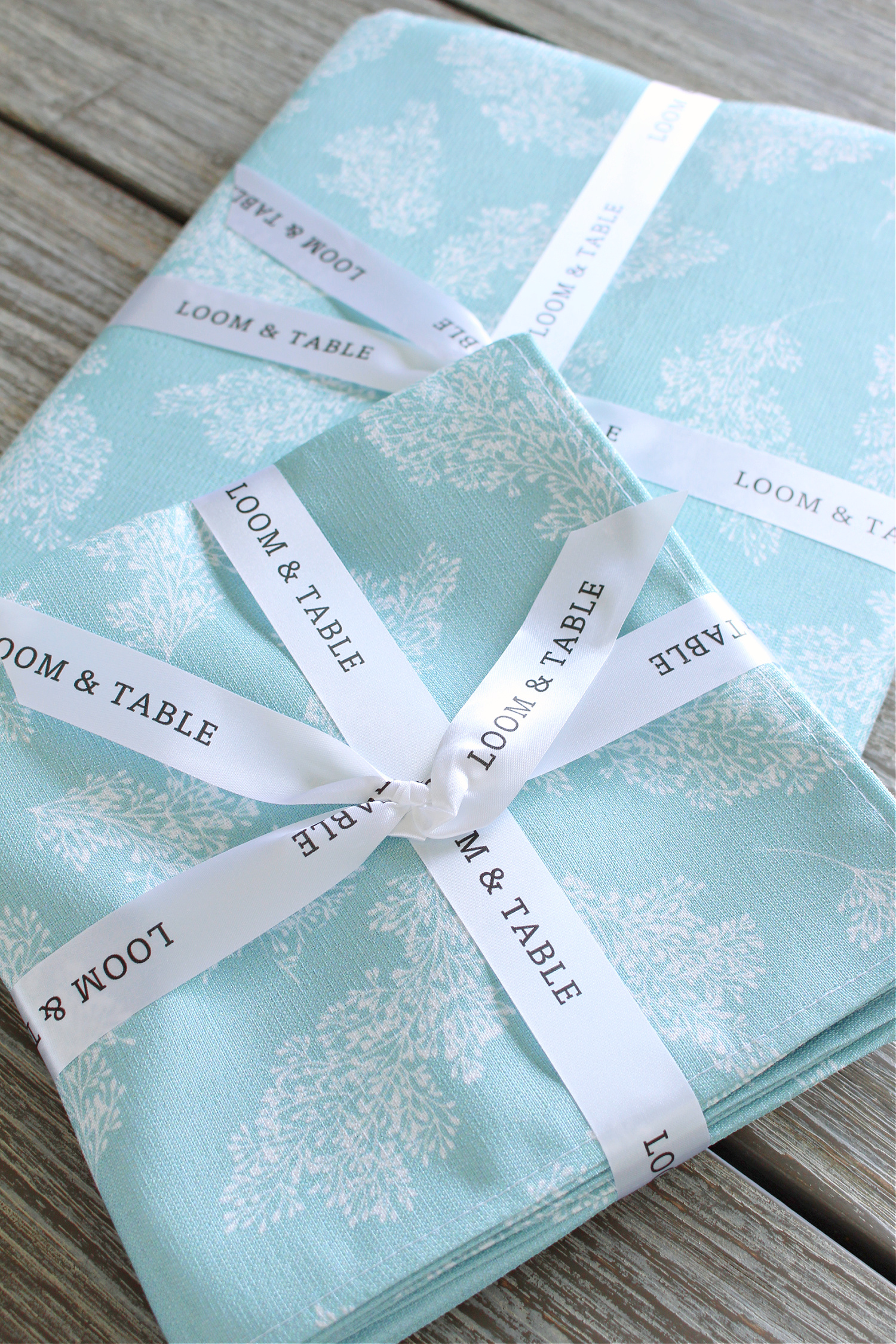 Aqua Table Cloth with White Sprigs