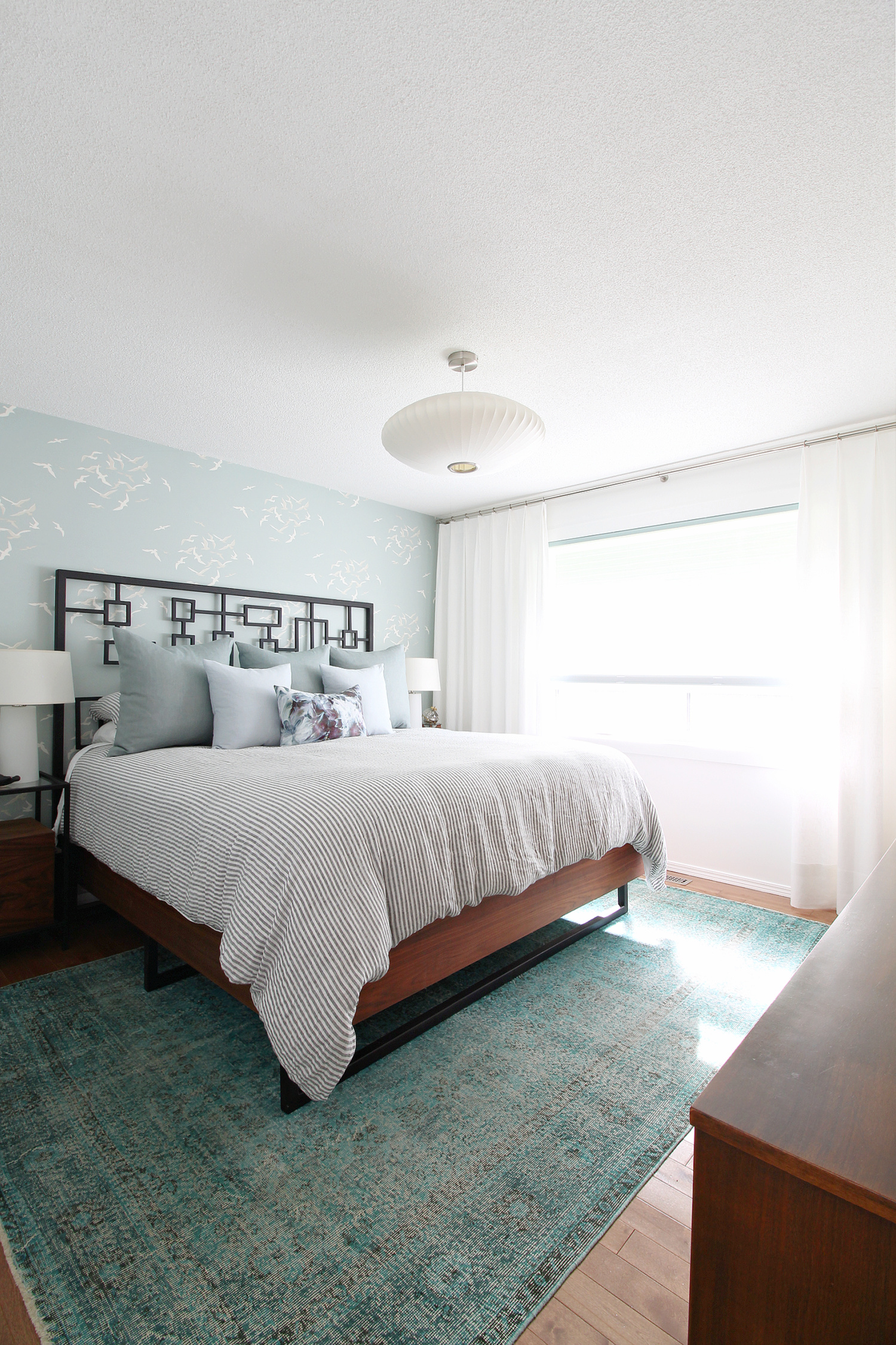 Coastal Bedroom with Seagull Wallpaper