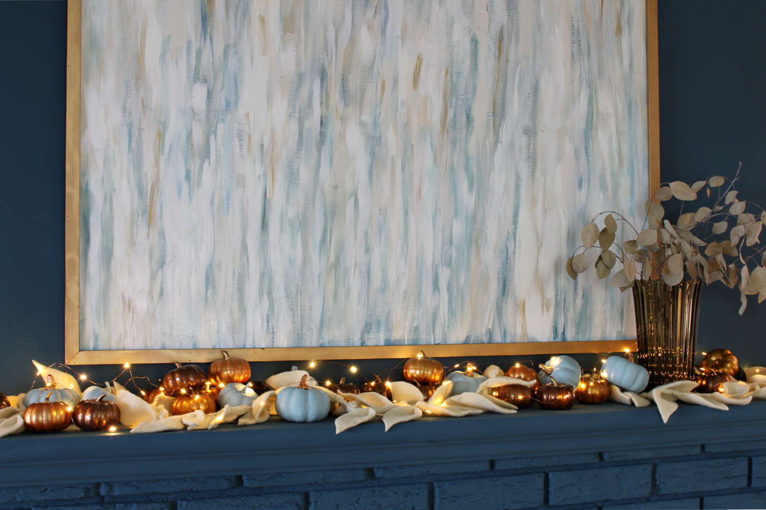 Simple Fall Mantel Decor