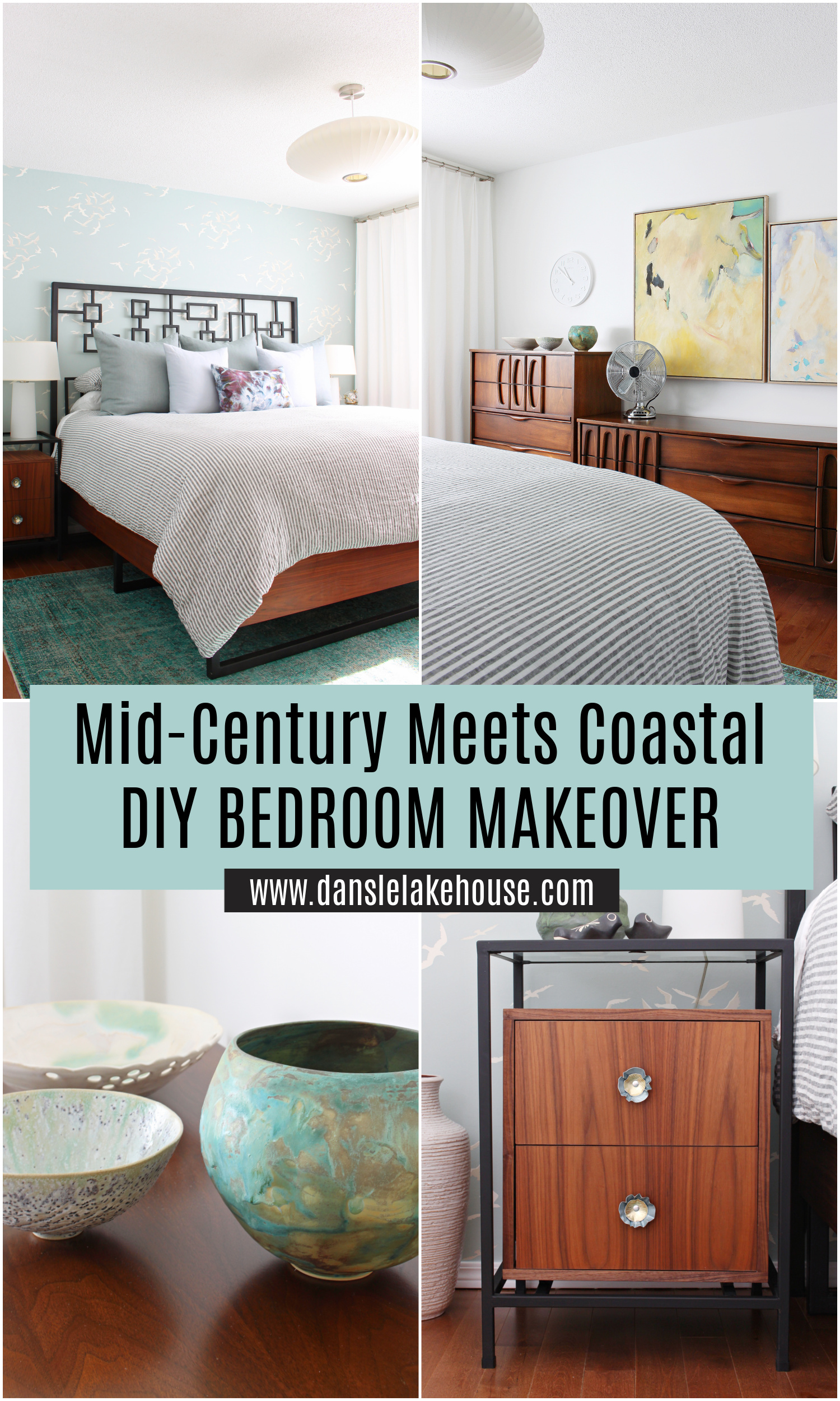 Mid-Century Modern Coastal Bedroom Makeover | Before & After