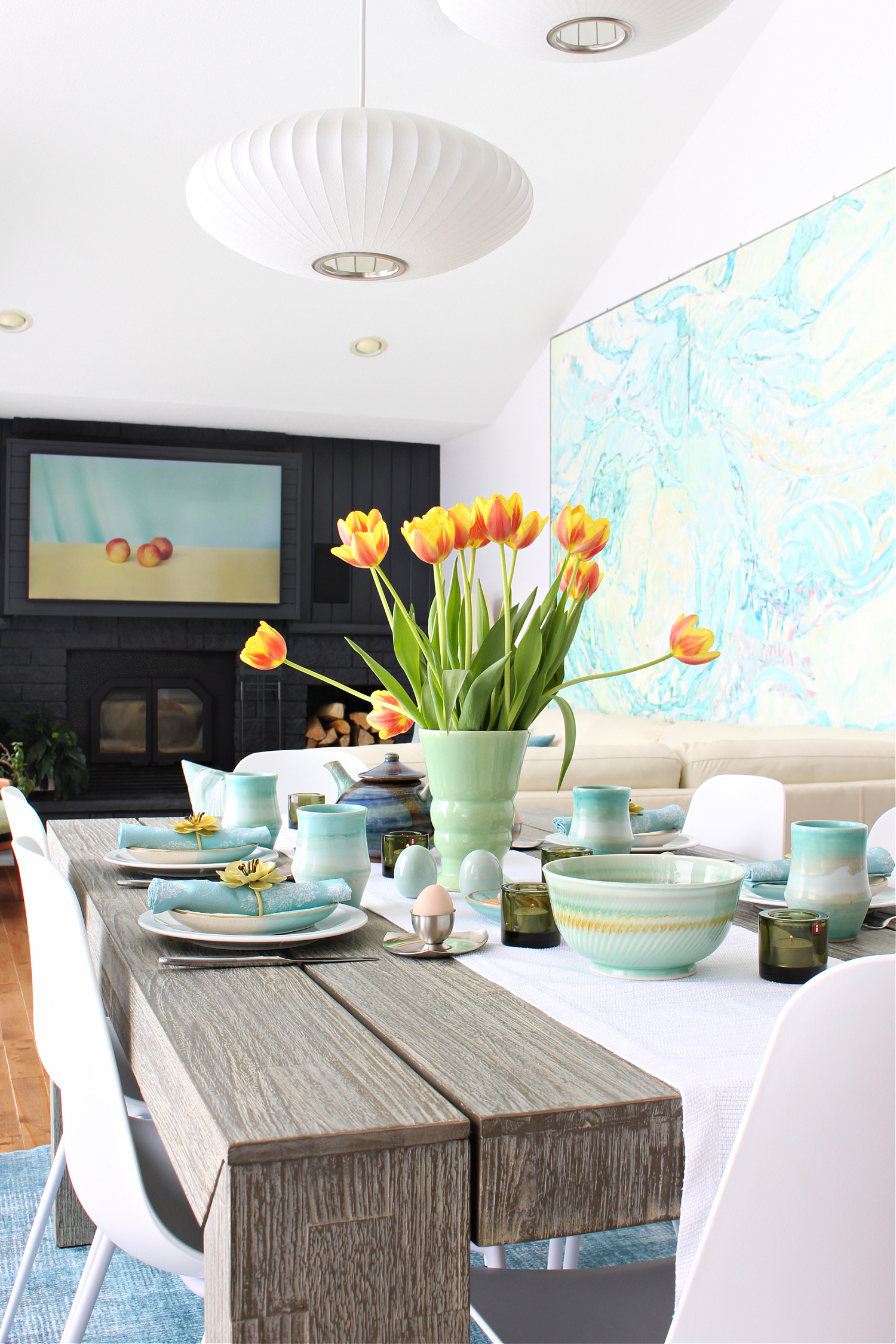 Spring Tablescape with Thrifted Spring Decor