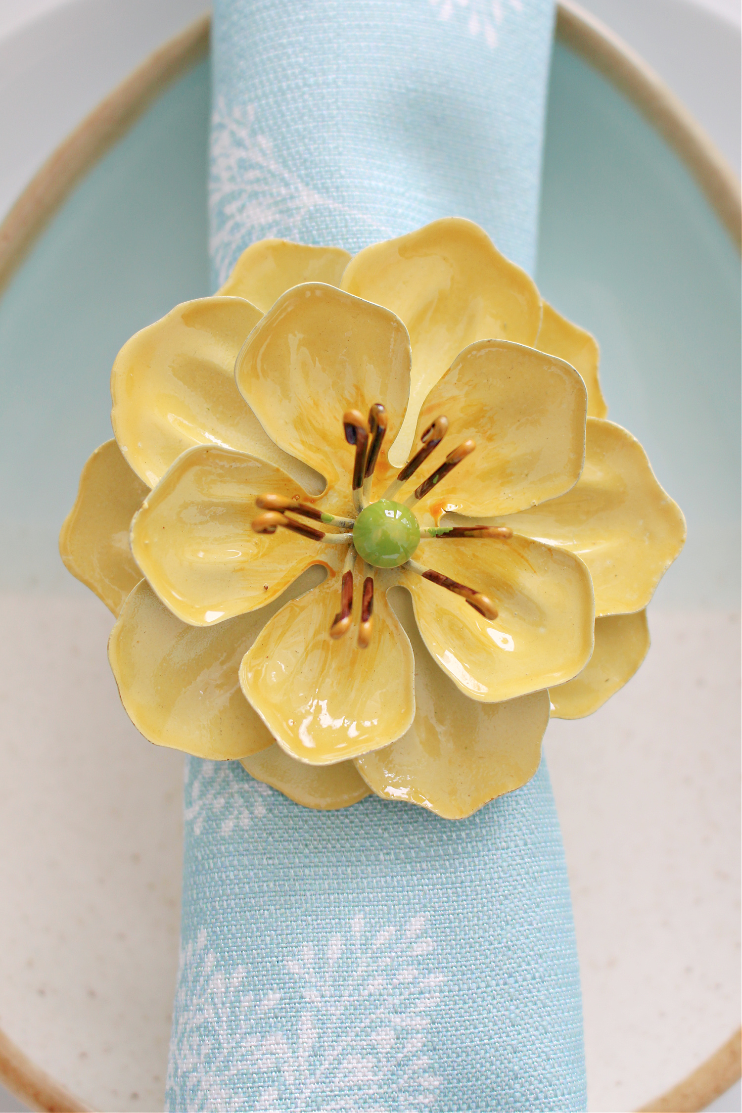 Vintage Enamel Flower Napkin Rings