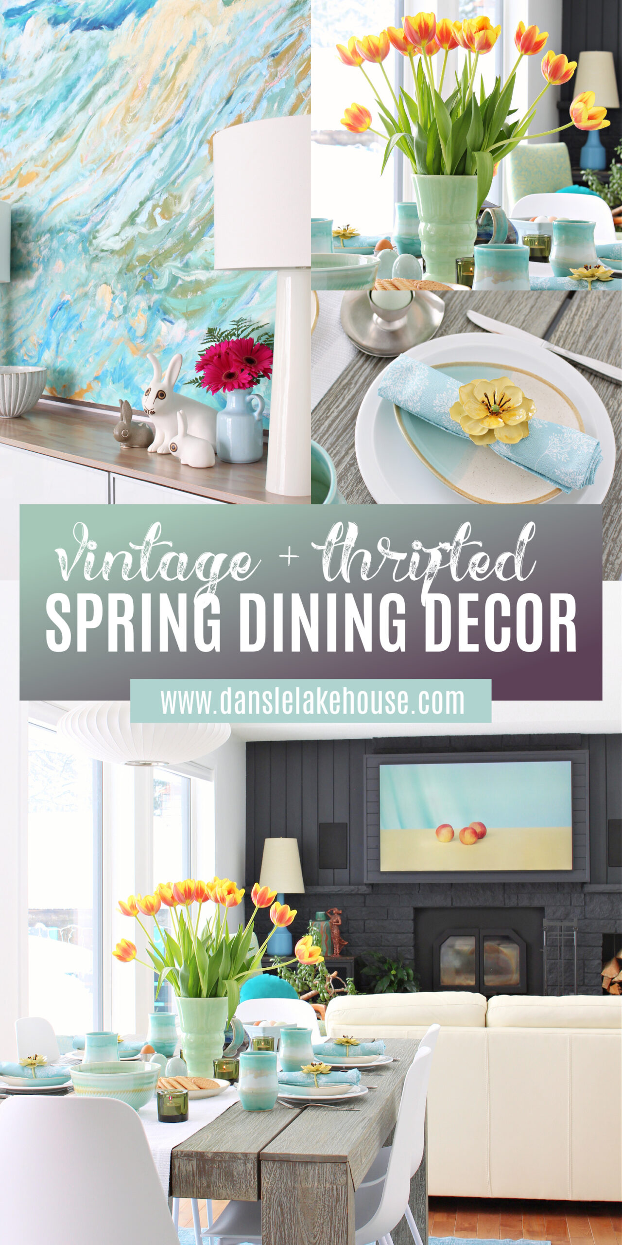 Vintage and Thrifted Spring Dining Room Decor