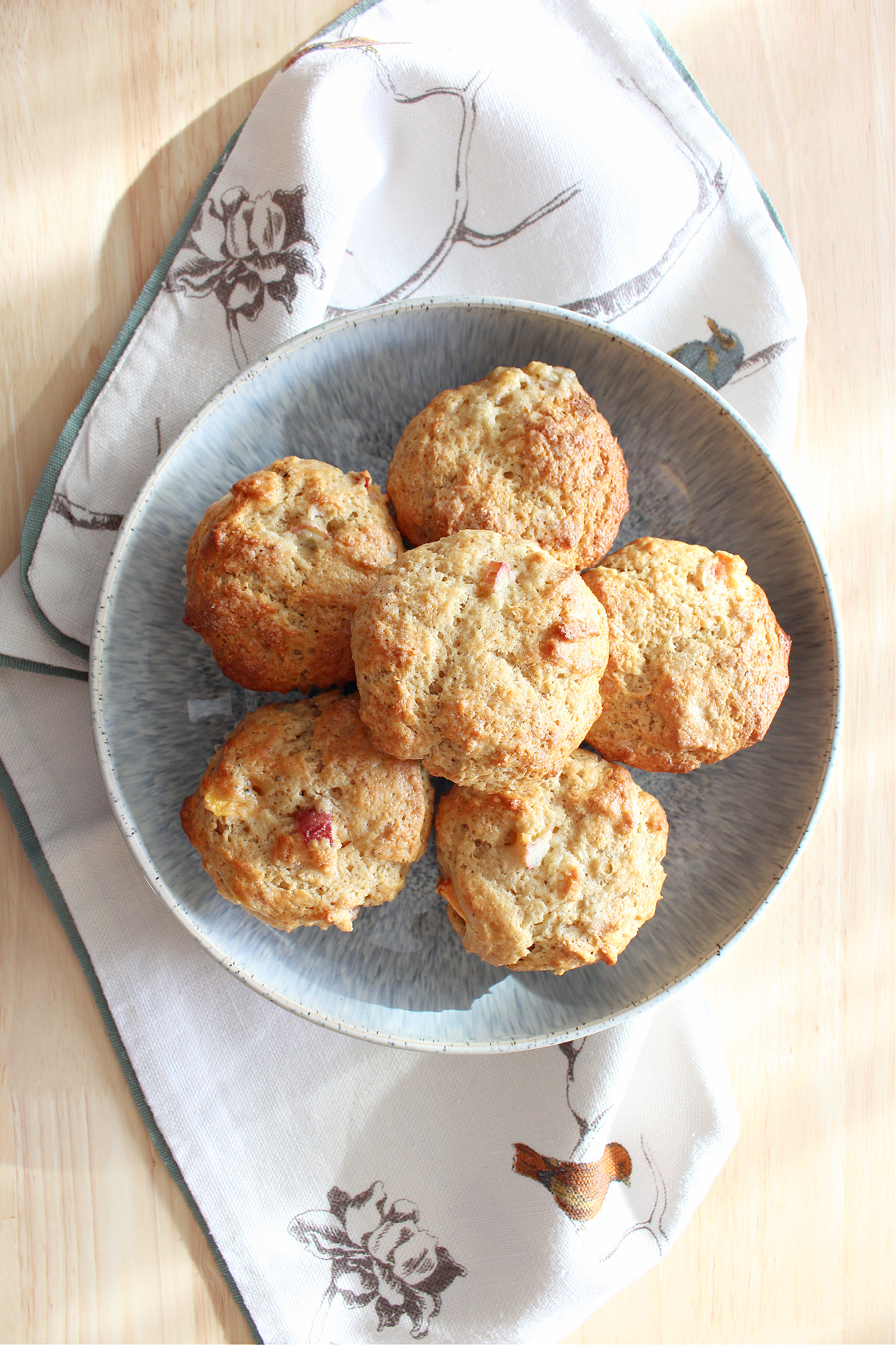 Peach Rhubarb Muffin Recipe with Cardamom