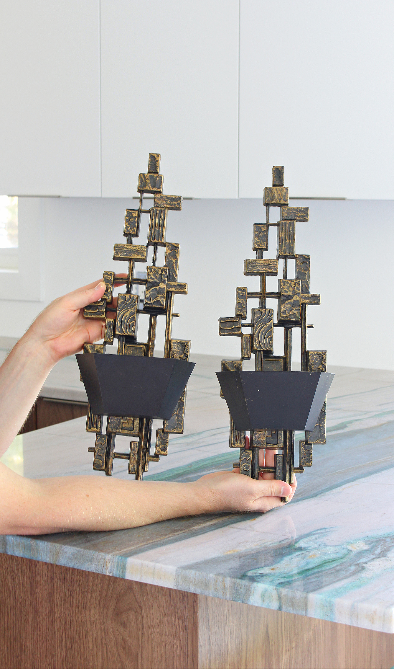 Dart Industries Vintage 1970s Brutalist Sconces