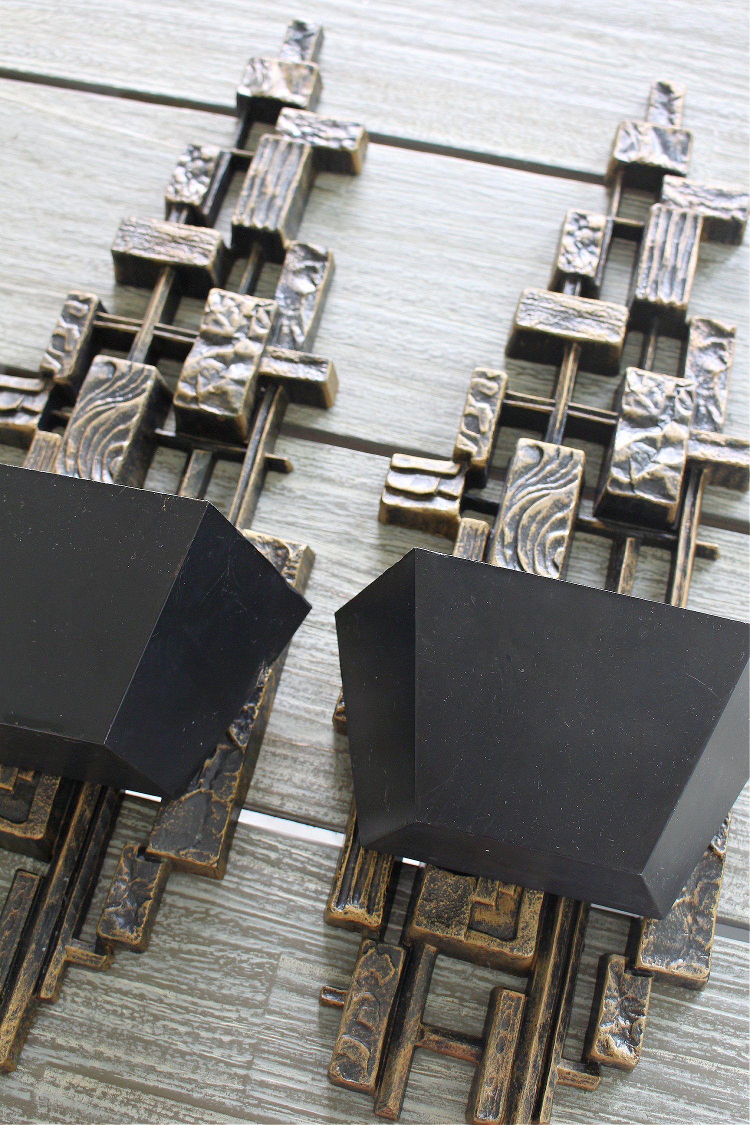 Dart Industries Vintage 1970s Brutalist Sconces