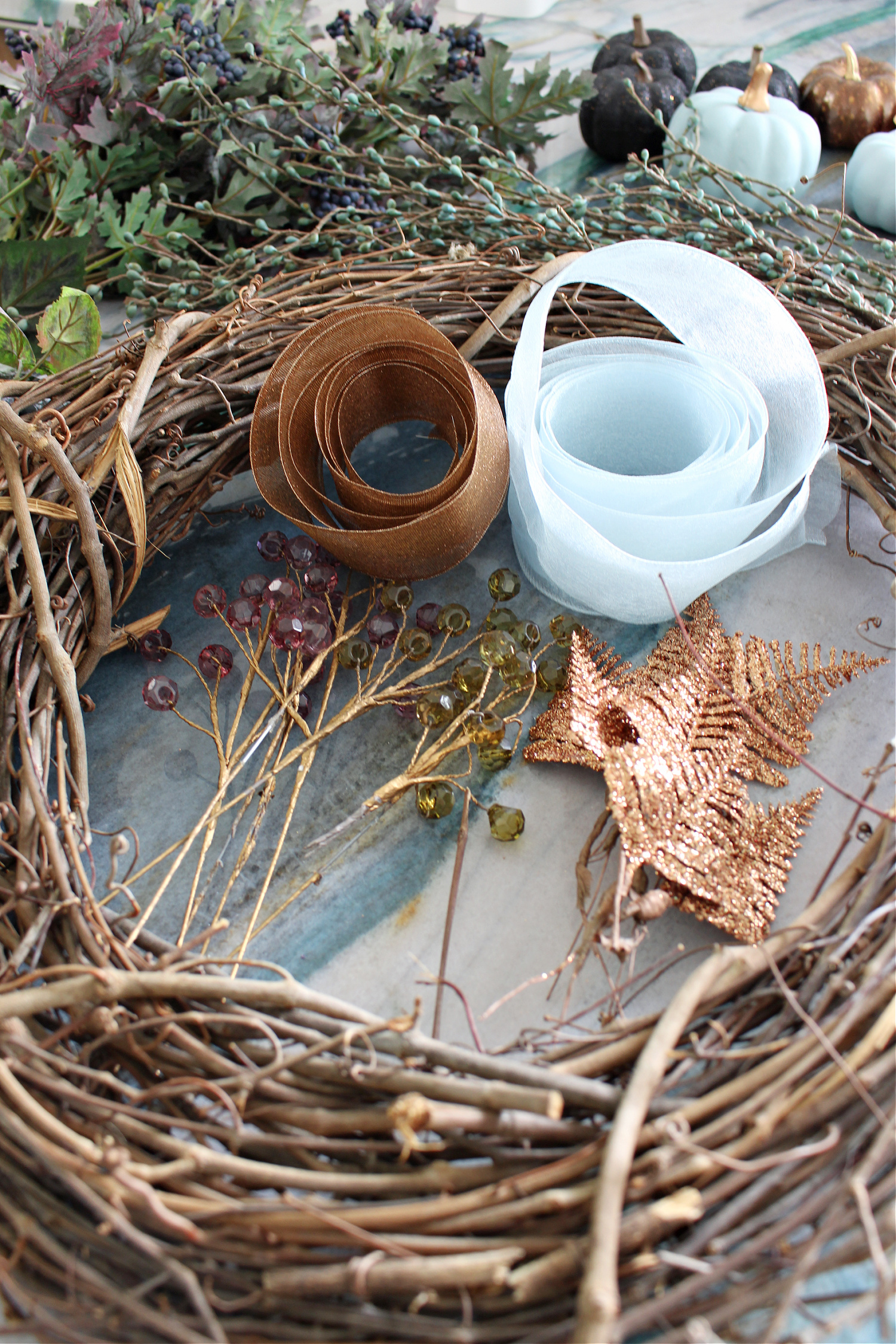 Supplies for Autumn Wreath DIY