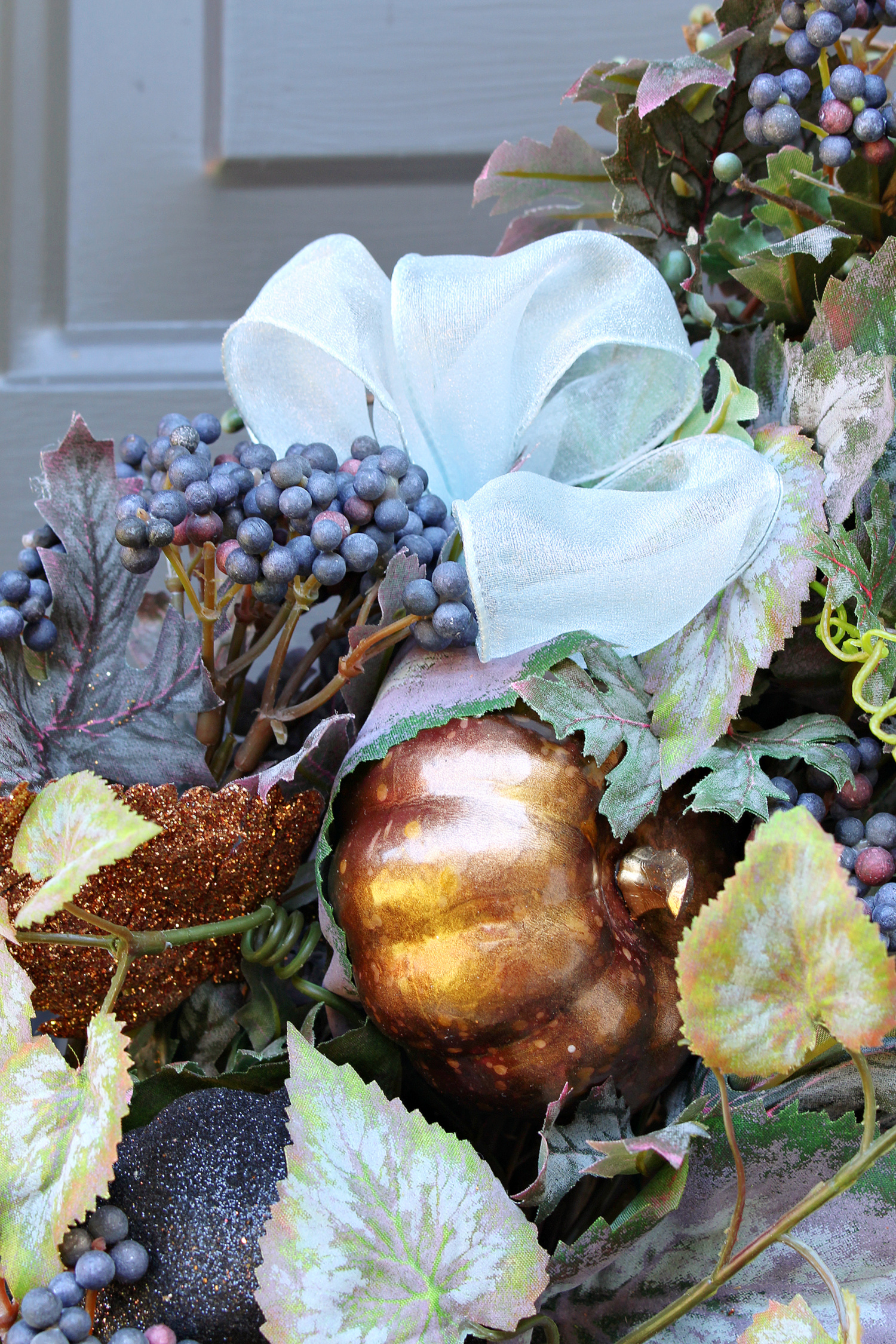 Pale Aqua and Copper Fall Wreath