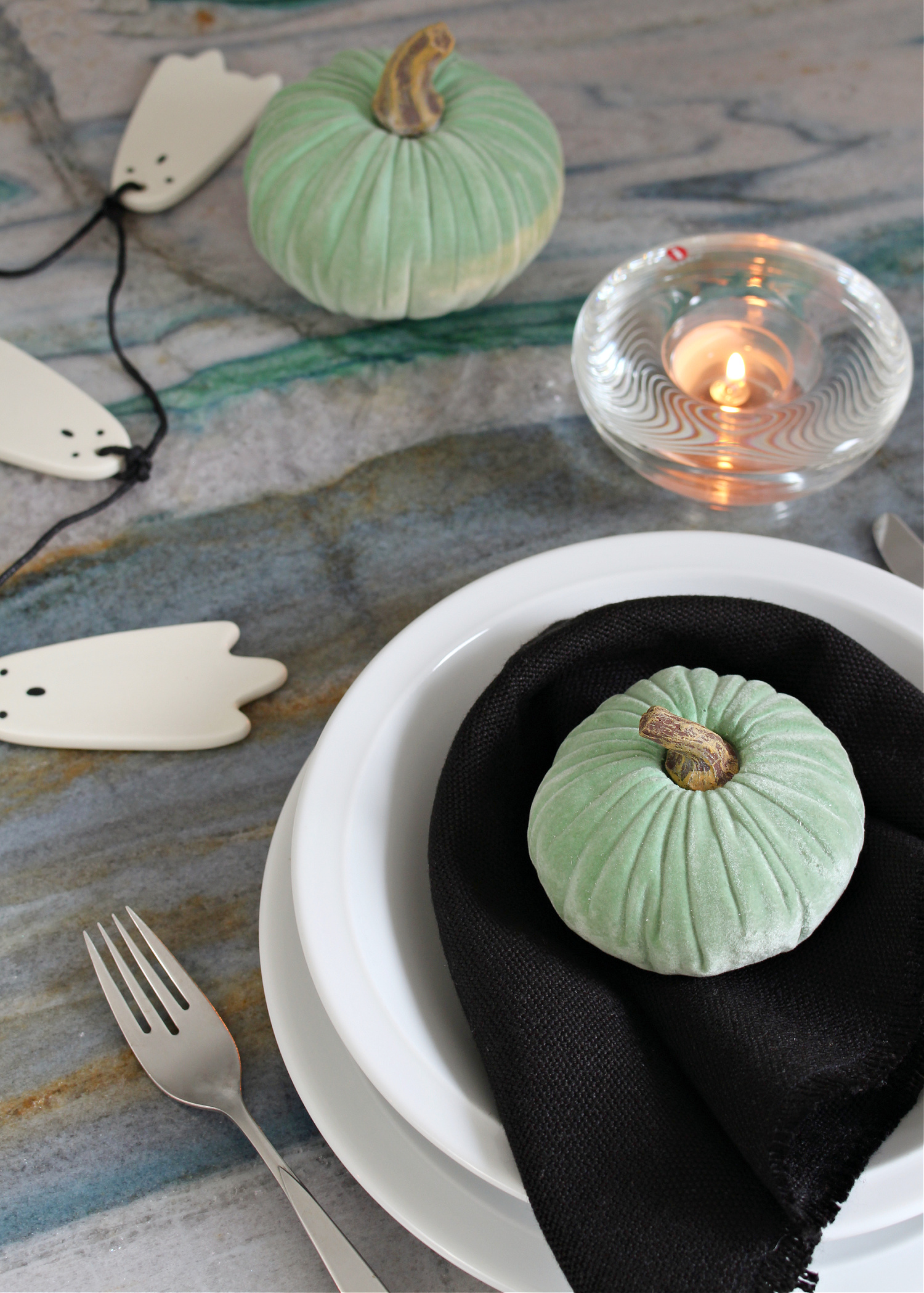Black, White and Green Halloween Decor