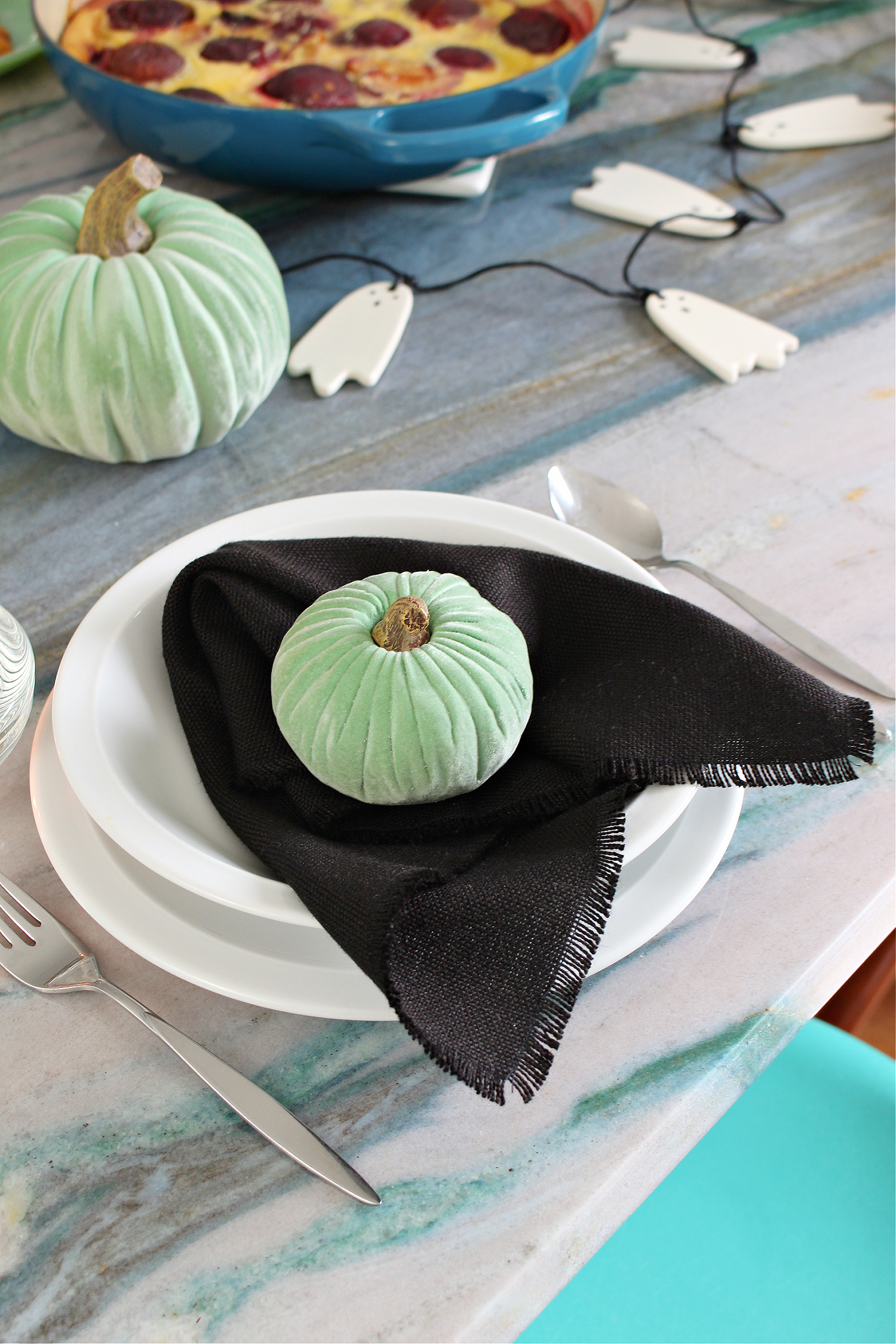 Pale Green Velvet Pumpkins