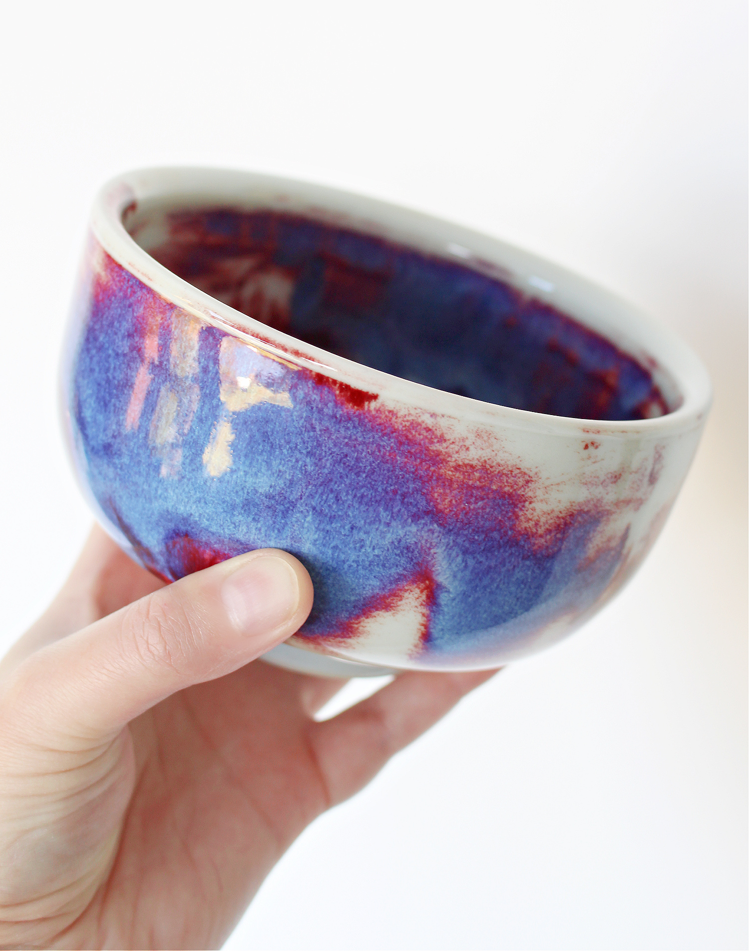 Blue and Red Pottery Bowl