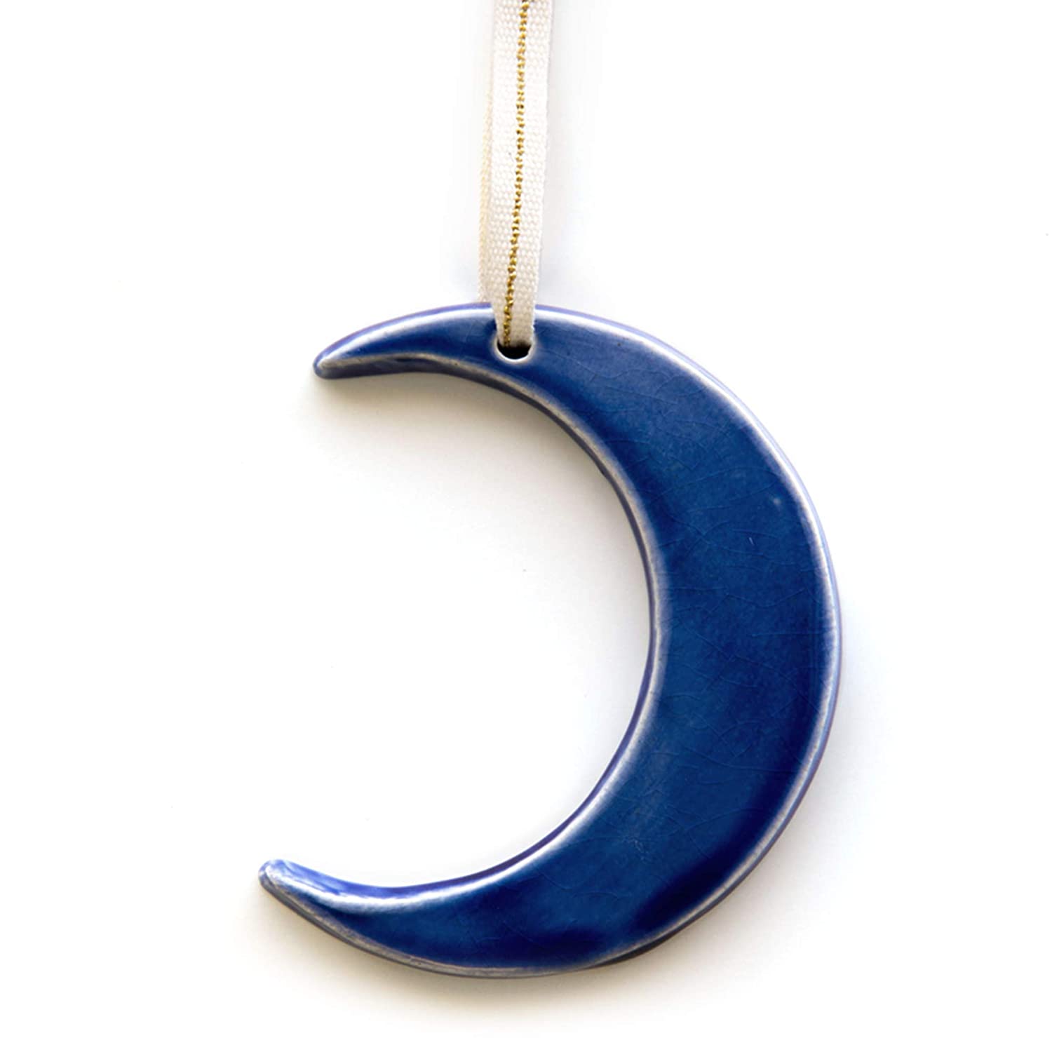 Blue Clay Moon Ornament
