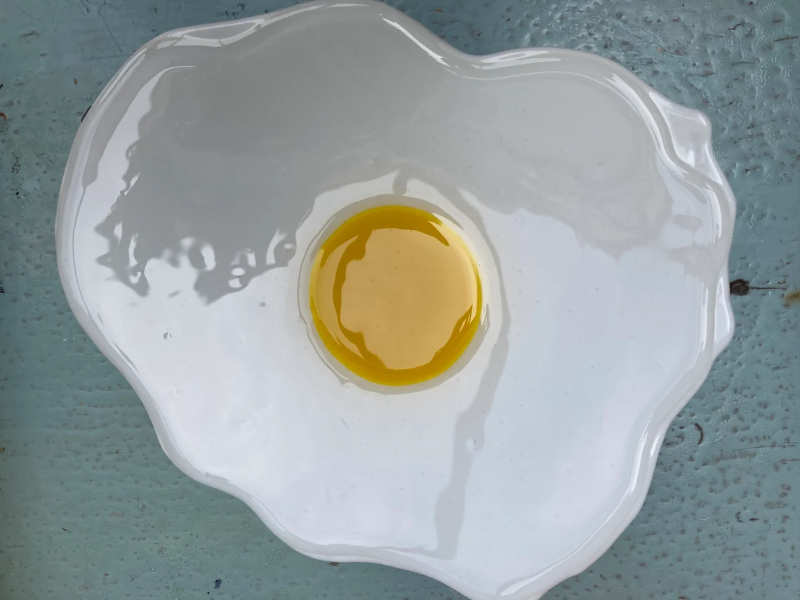 Glass Fried Egg Shaped Plate