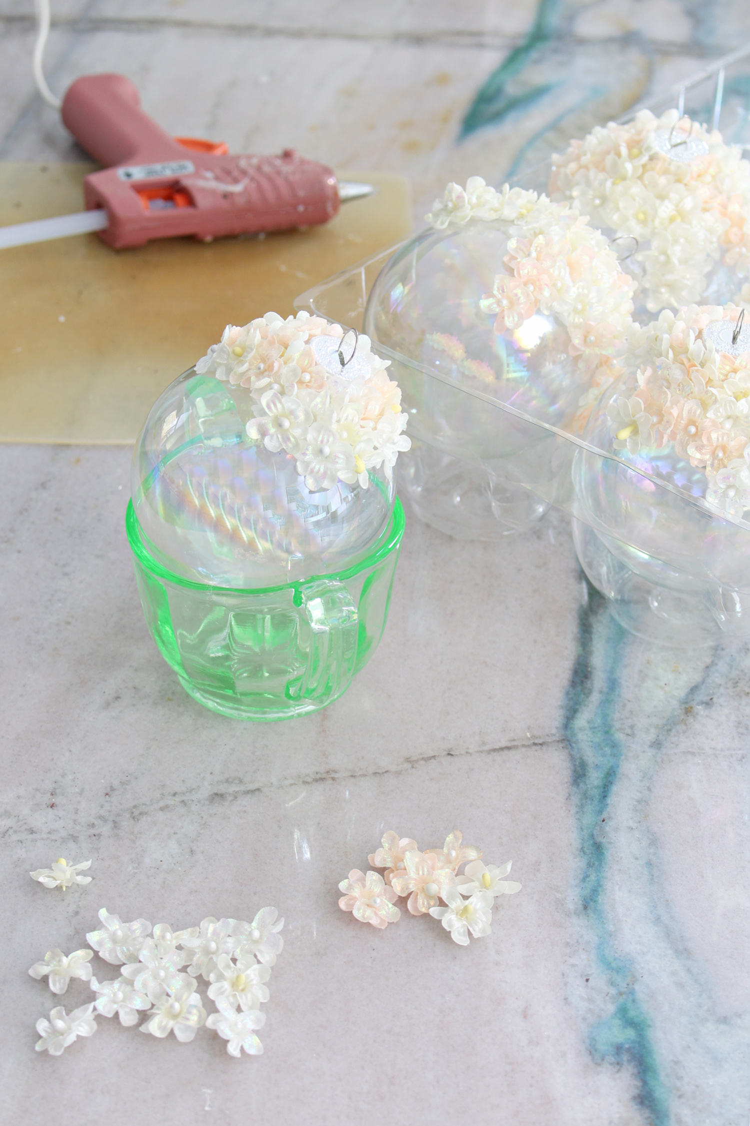 Faux Flower Christmas Ornament Idea