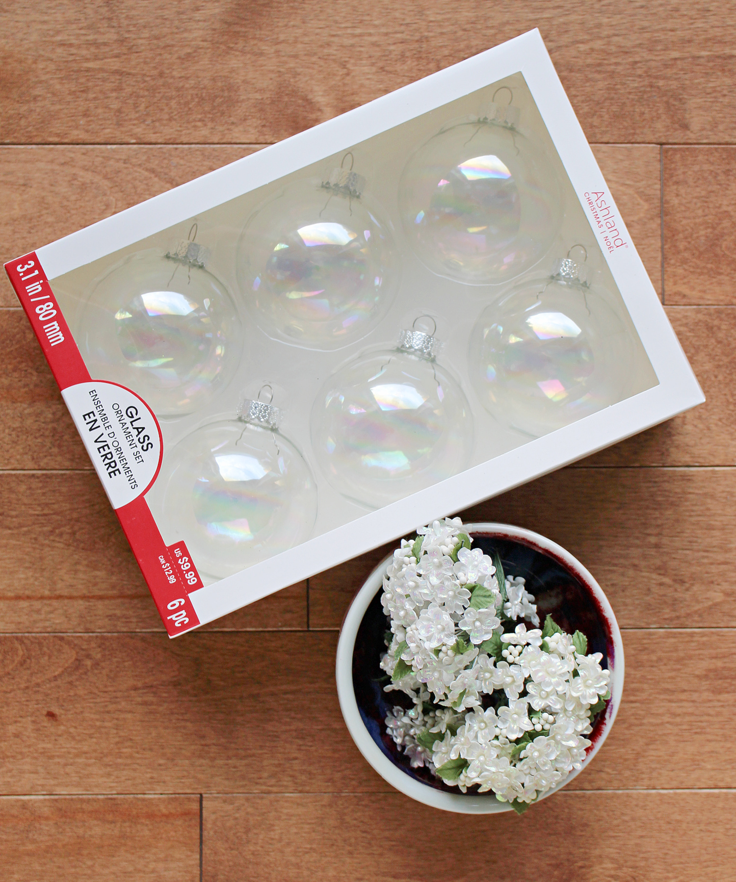 Faux Flower Christmas Ornament Idea