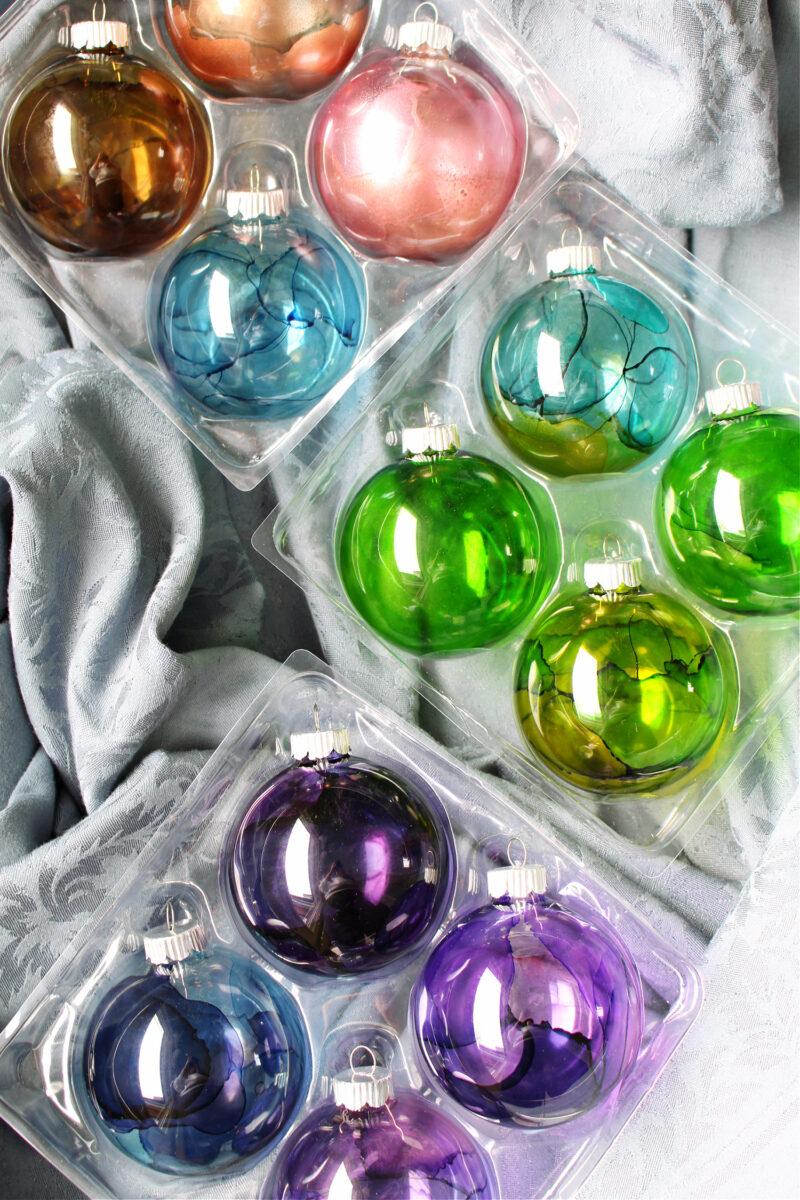 Alcohol Ink on Glass Ornaments - "Stained Glass"