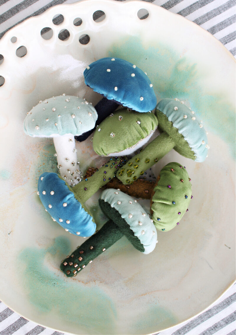 DIY Fabric Mushrooms (Velvet + Felt)
