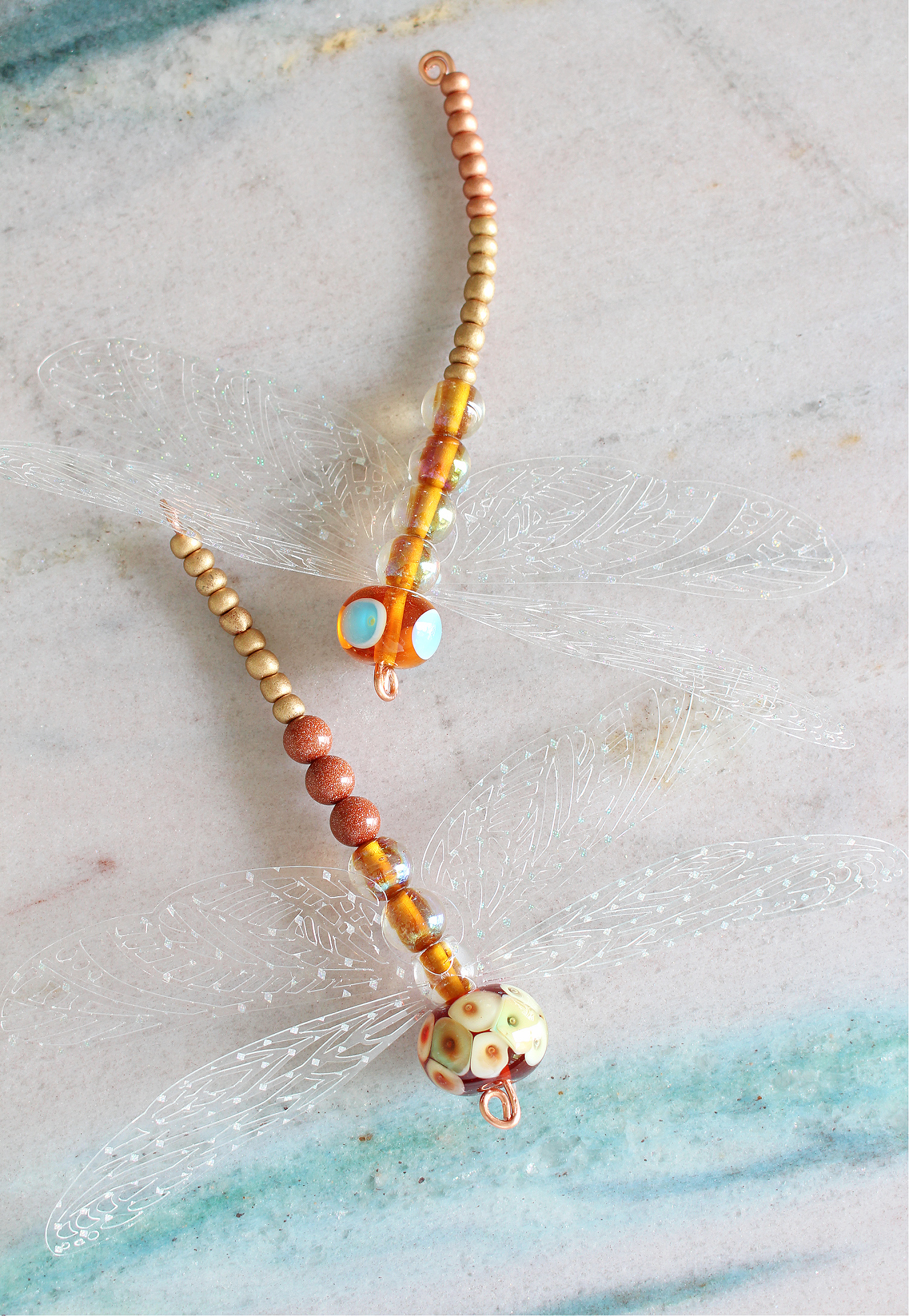 DIY beaded dragonfly ornament