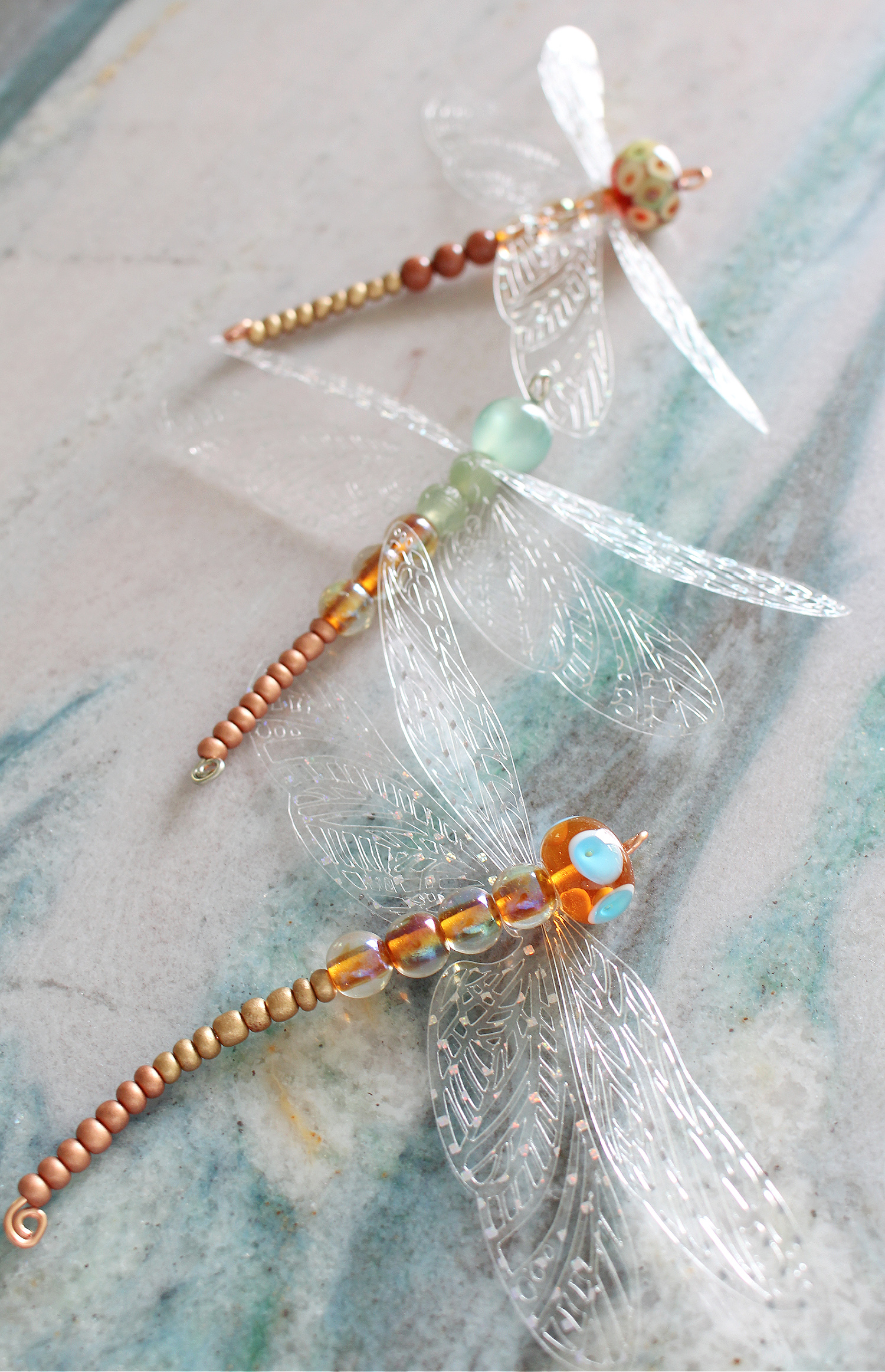 DIY Beaded Dragonfly Ornament with Cricut Wings
