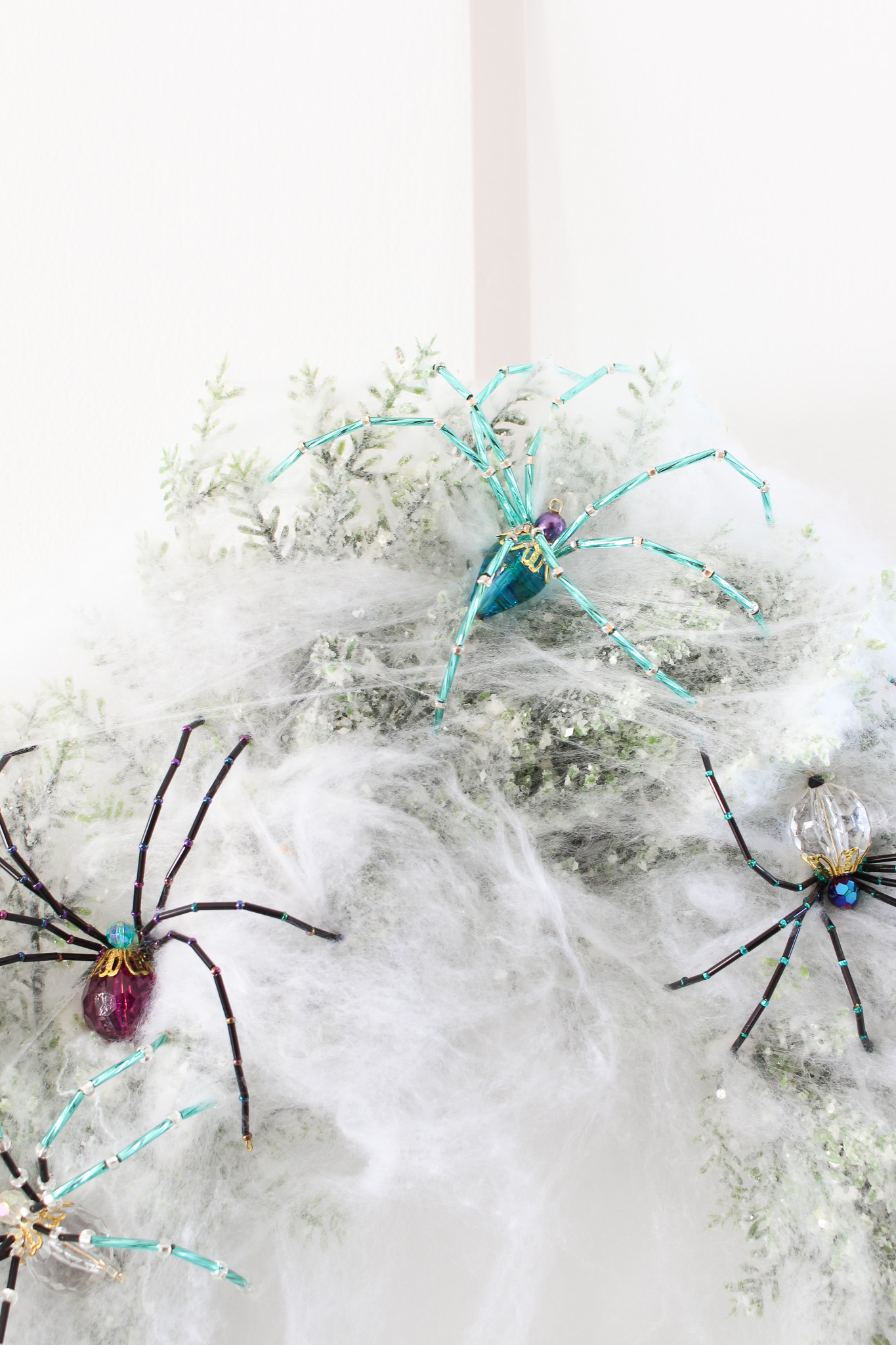 DIY Halloween Wreath with Beaded Spiders