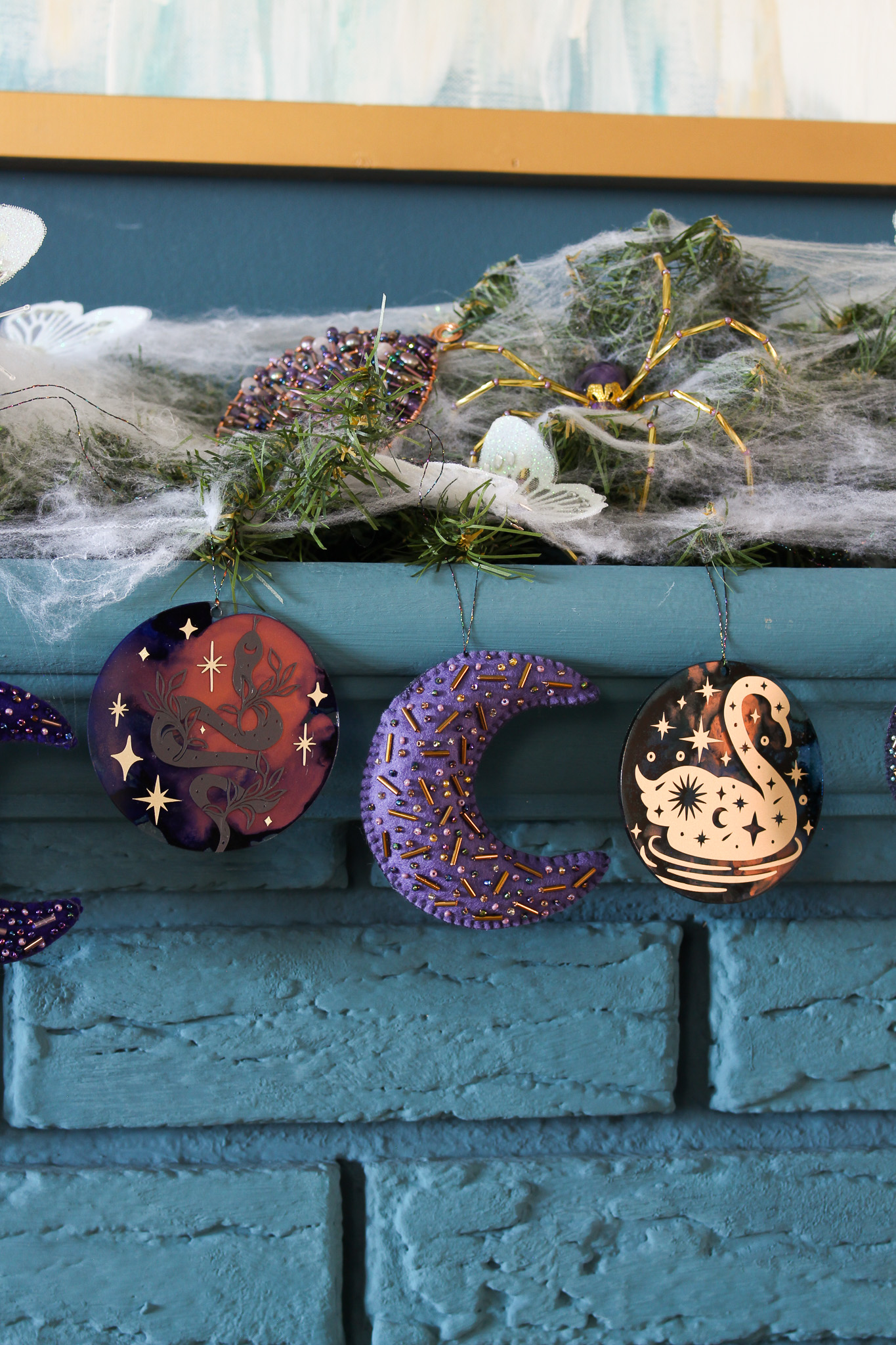 How to Make Beaded Felt Moon Ornaments
