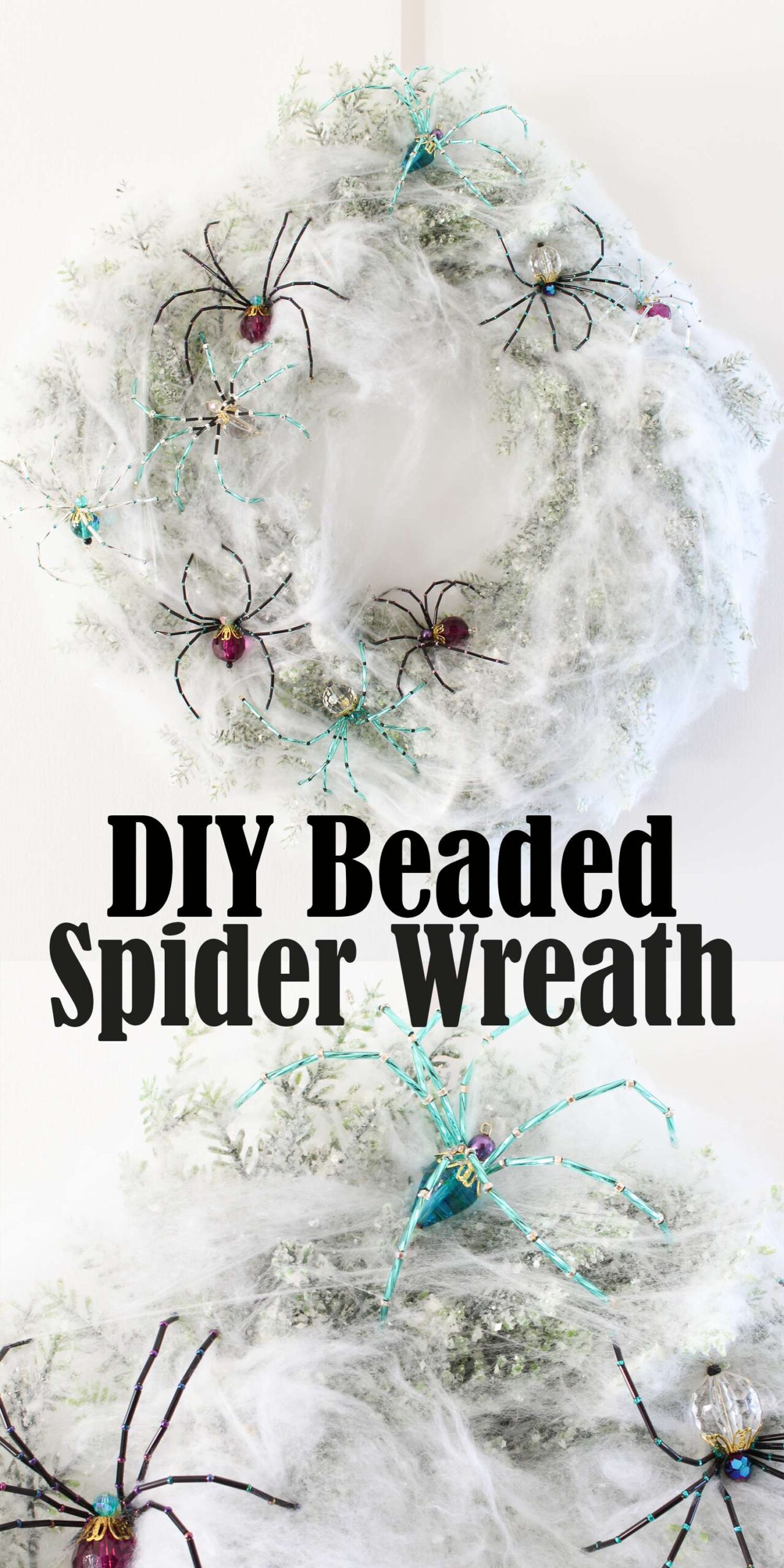 How to Make a DIY Beaded Spider Wreath for Halloween