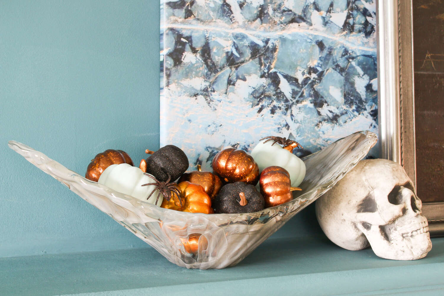Grey Murano Glass Bowl for Halloween Decorating
