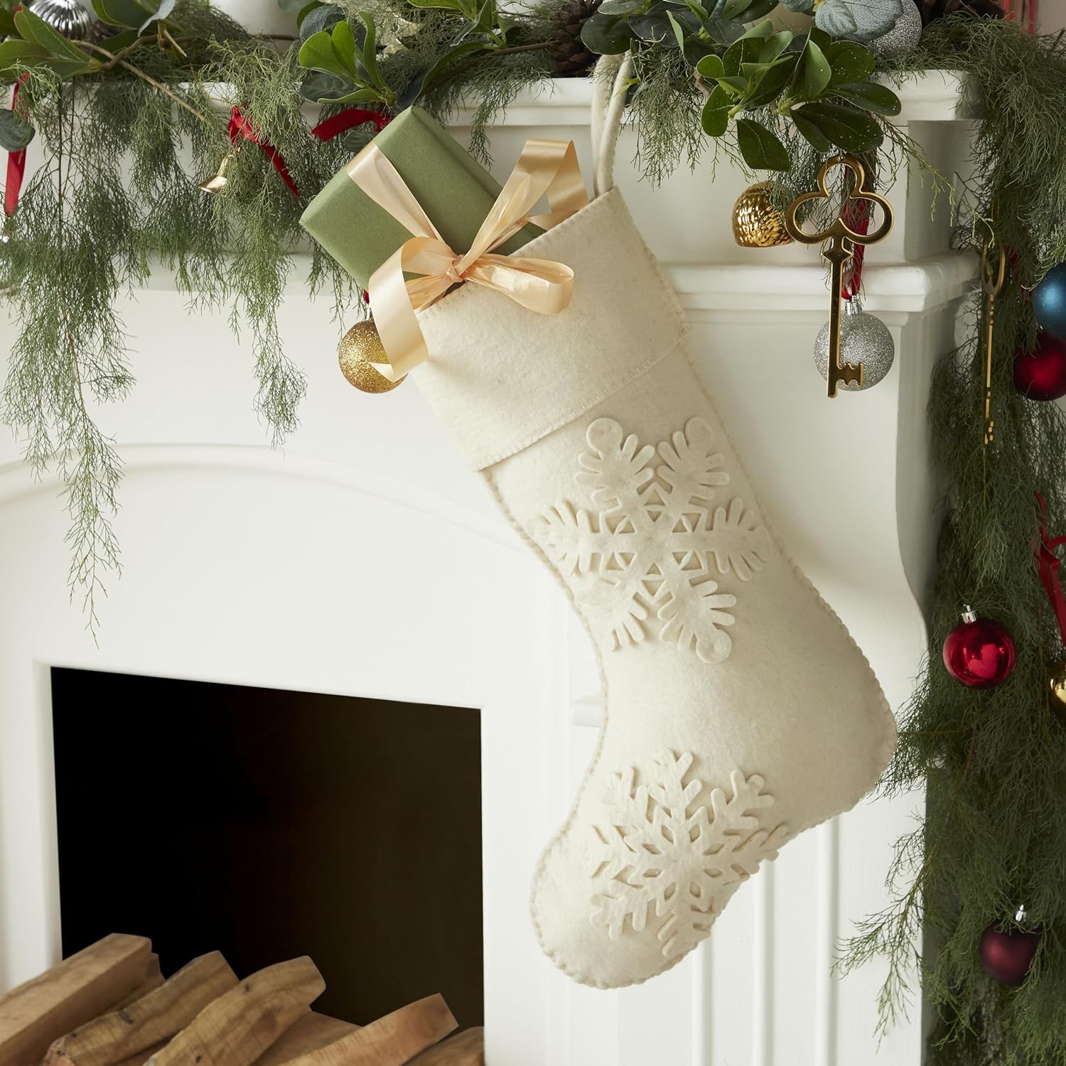 White Felt Christmas Stocking